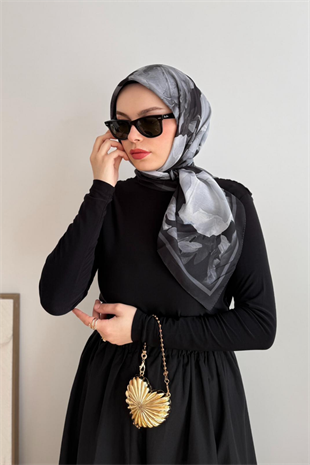 SİYAH FLOWER GARDEN EŞARP