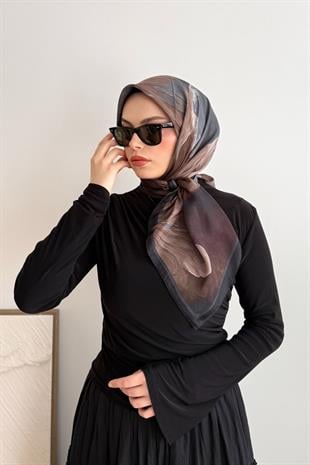 SİYAH GRİ DALGA DESEN EŞARP