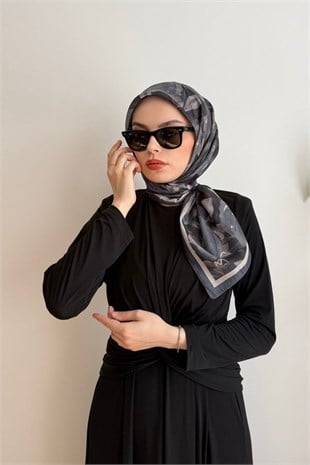 SİYAH GÜLLÜ KAĞIT TWİLL EŞARP