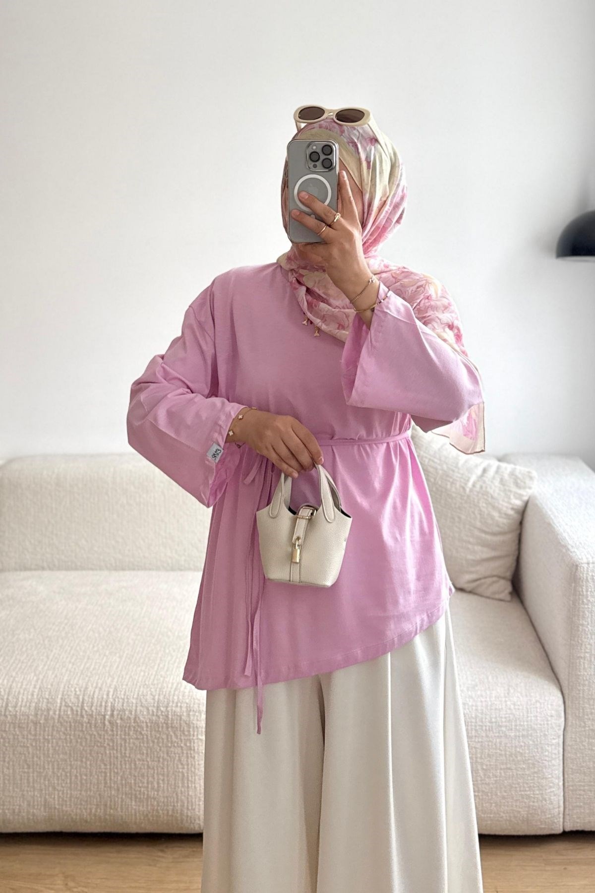 1003 PEMBE ASİMETRİK KESİM TSHİRT