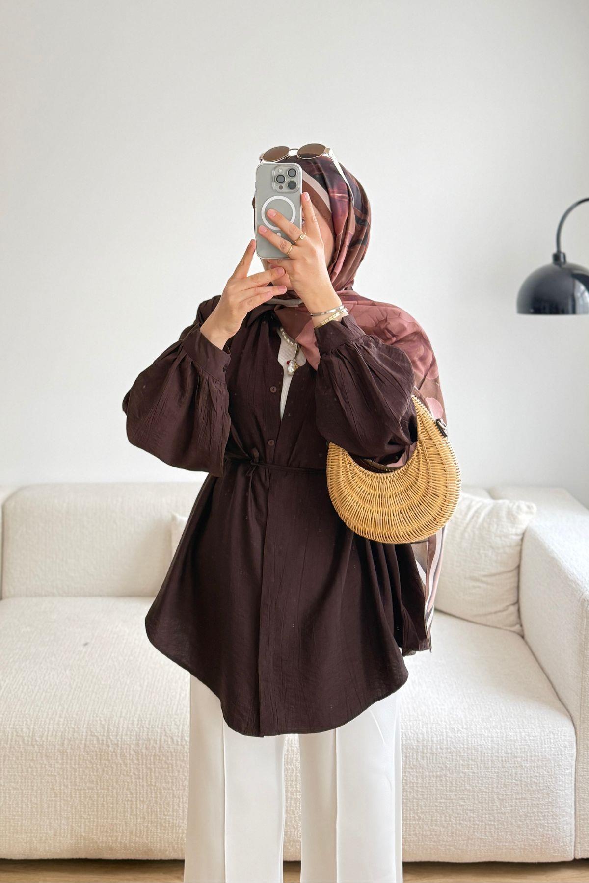 ACI KAHVE GİZLİ PAT ÇİLEK GÖMLEK