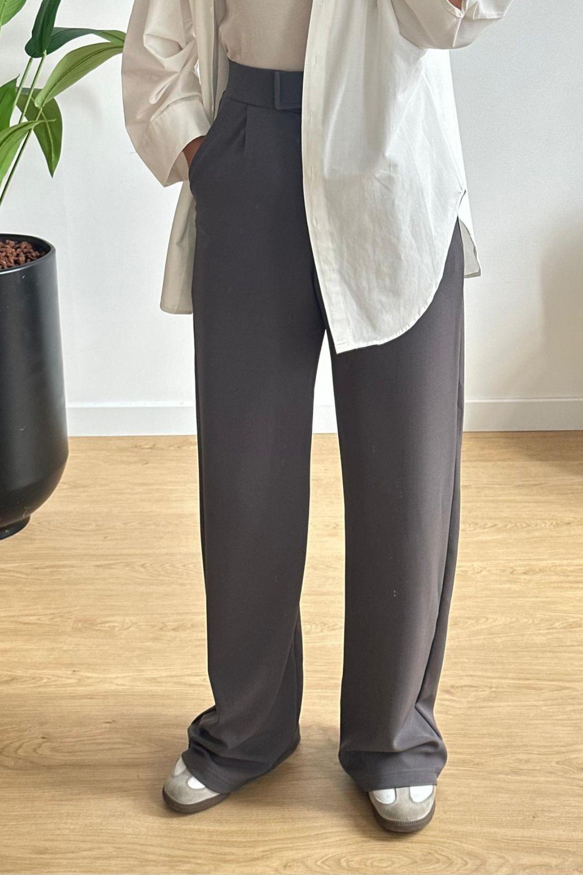 ANTRASİT ÇIRTLI PALAZZO PANTOLON