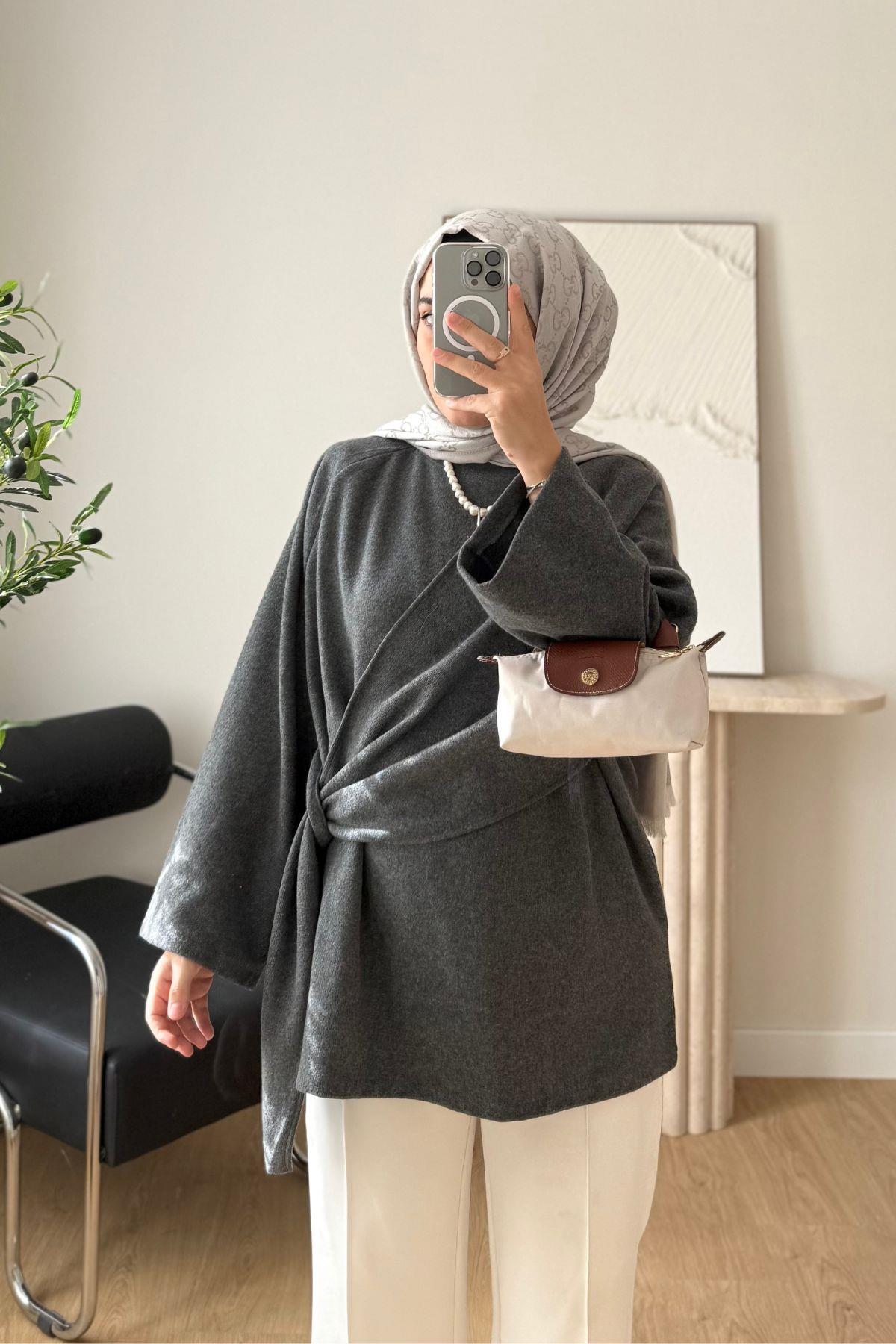 ANTRASİT YANDAN ŞALLI TUNİK