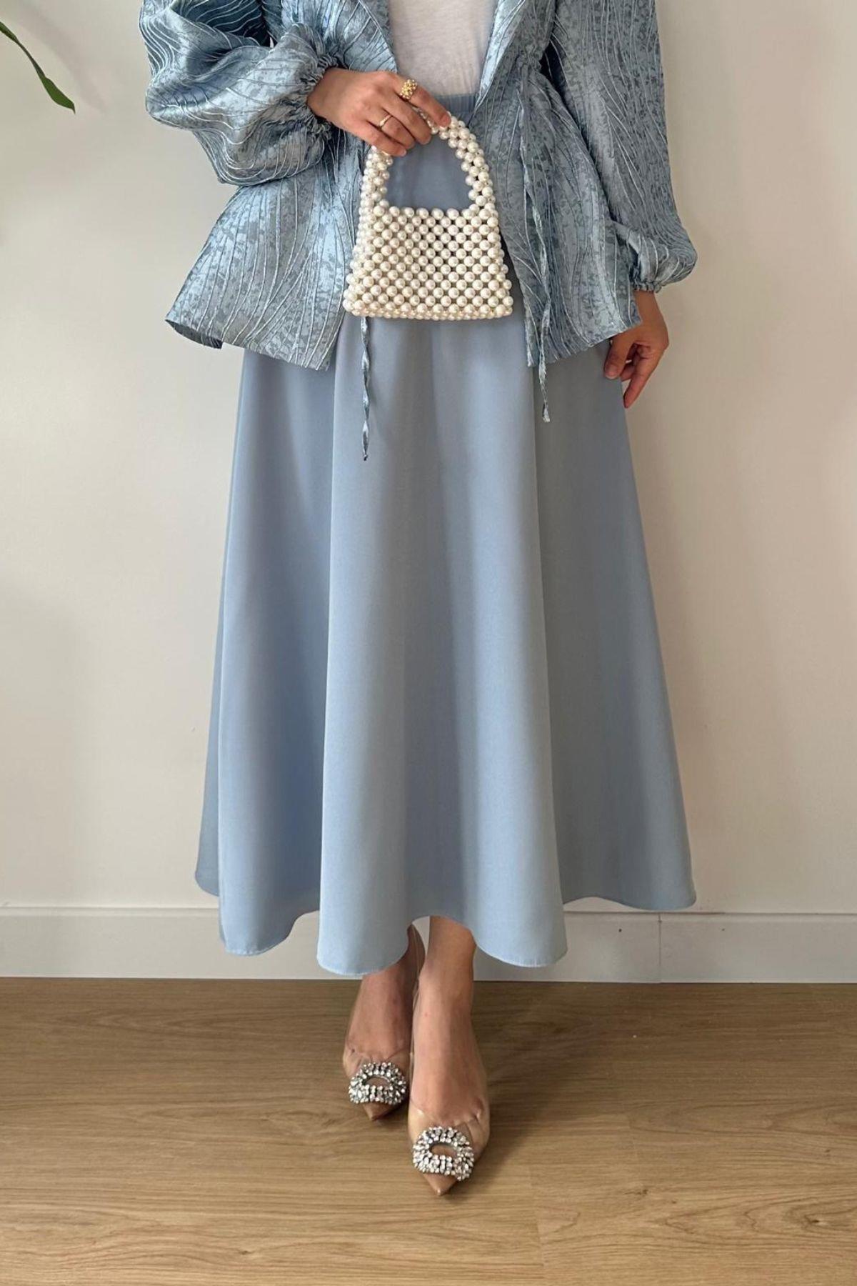 BEBE MAVİ KREP KLOŞ ETEK