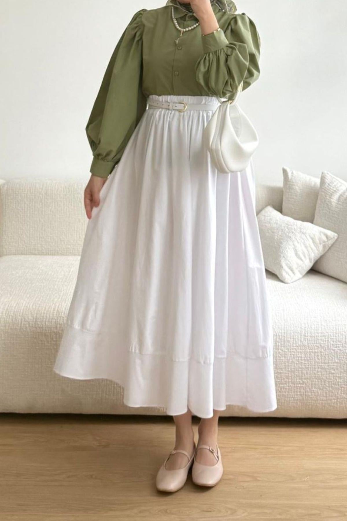 BEYAZ POPLİN ETEK