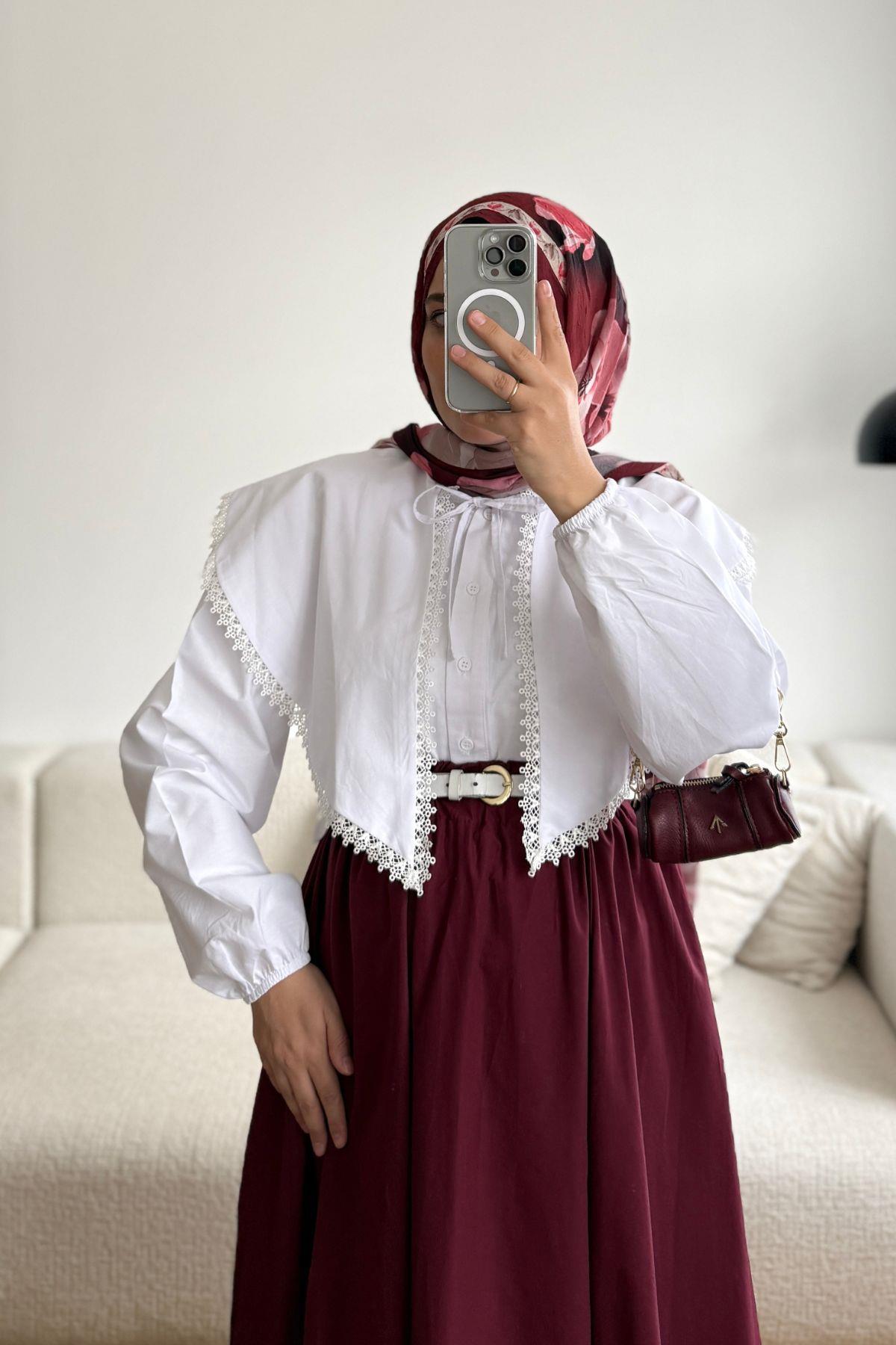 BEYAZ VİNTAGE CAPE GÖMLEK