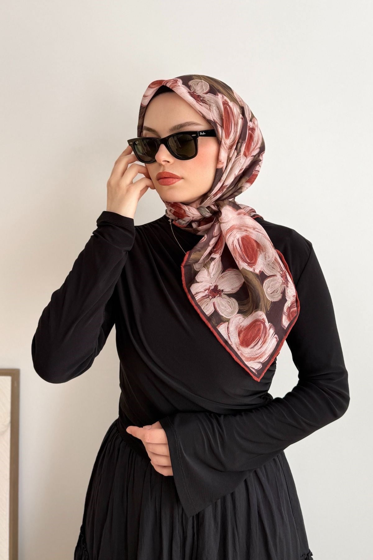 BORDO ALLY ÇİÇEK EŞARP