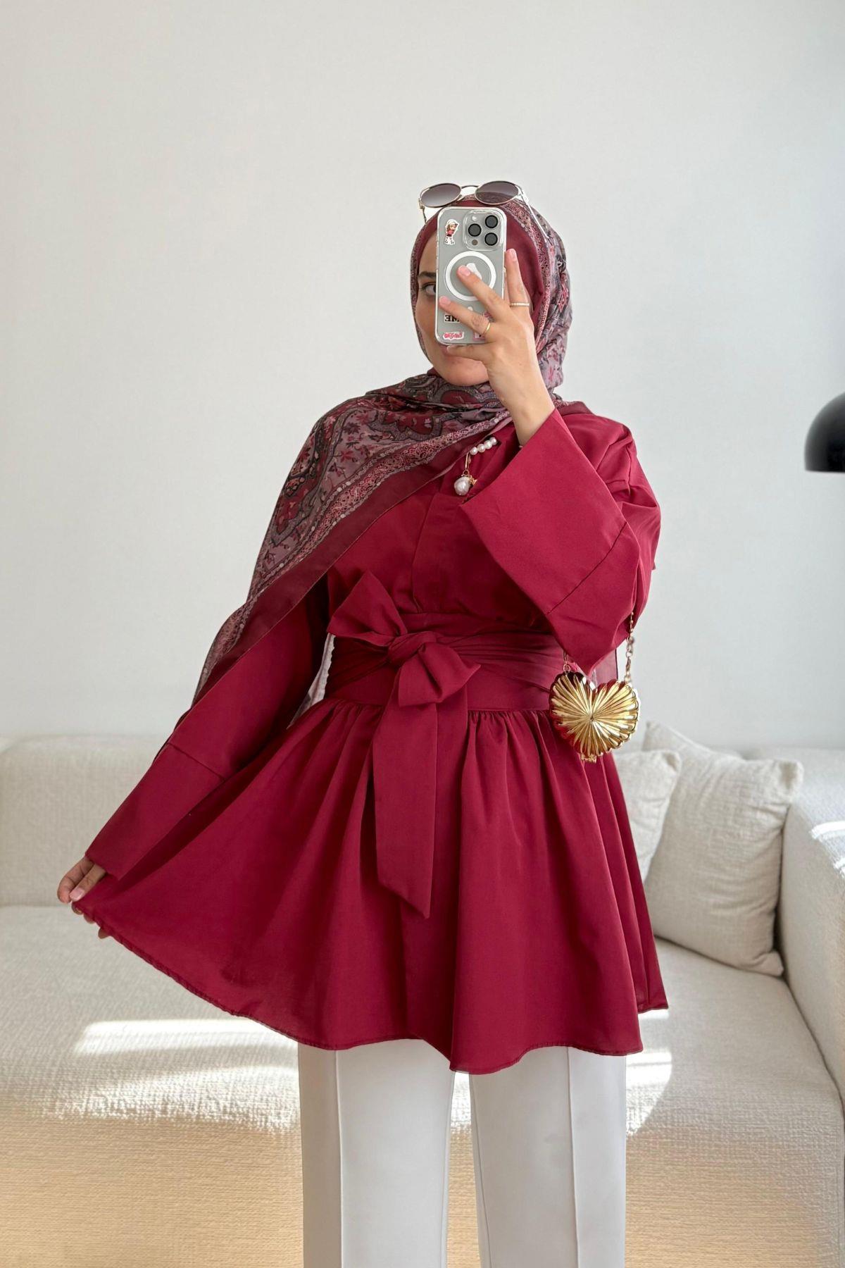 BORDO FİYONKLU GÖMLEK