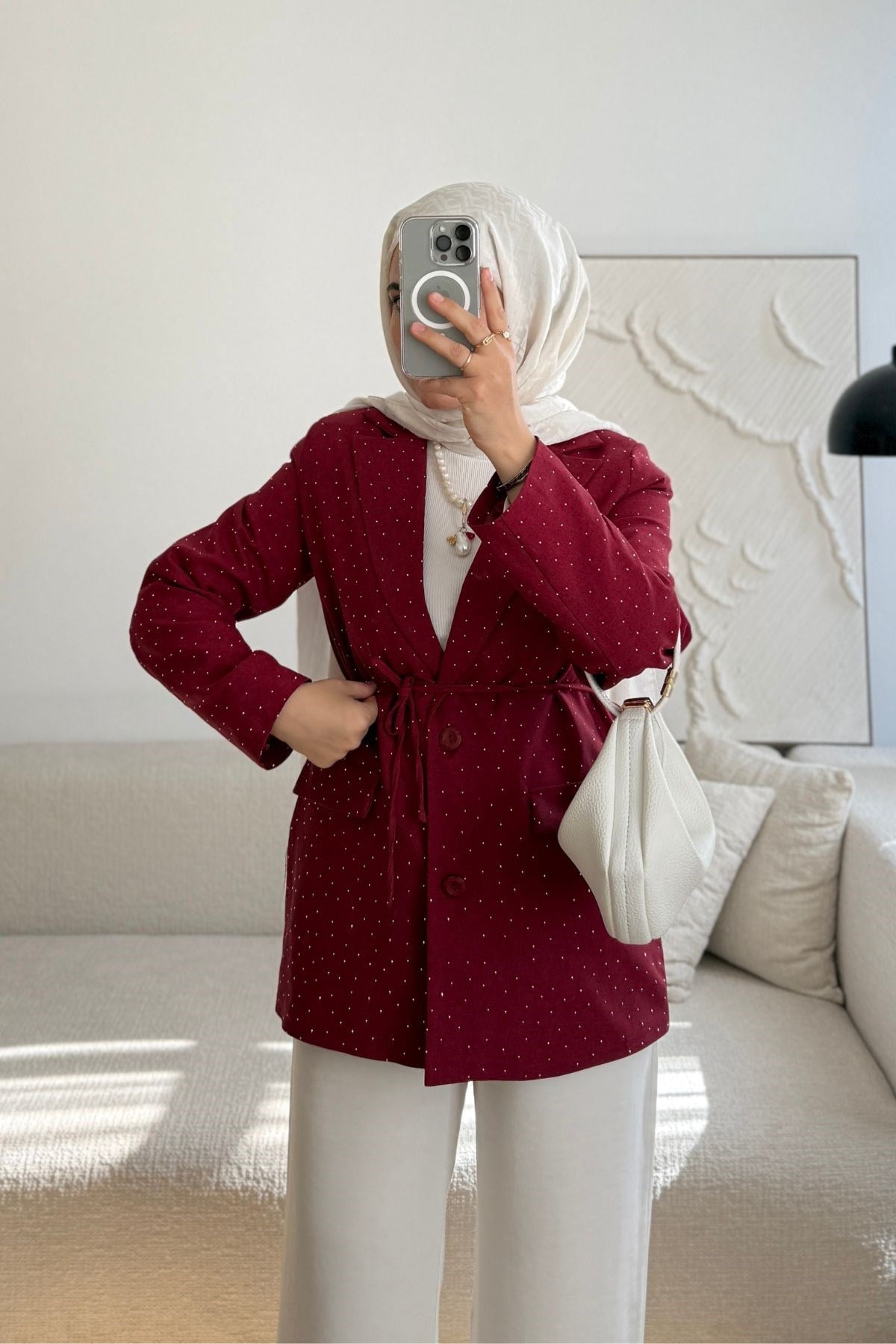 BORDO TAŞLI BLAZER CEKET