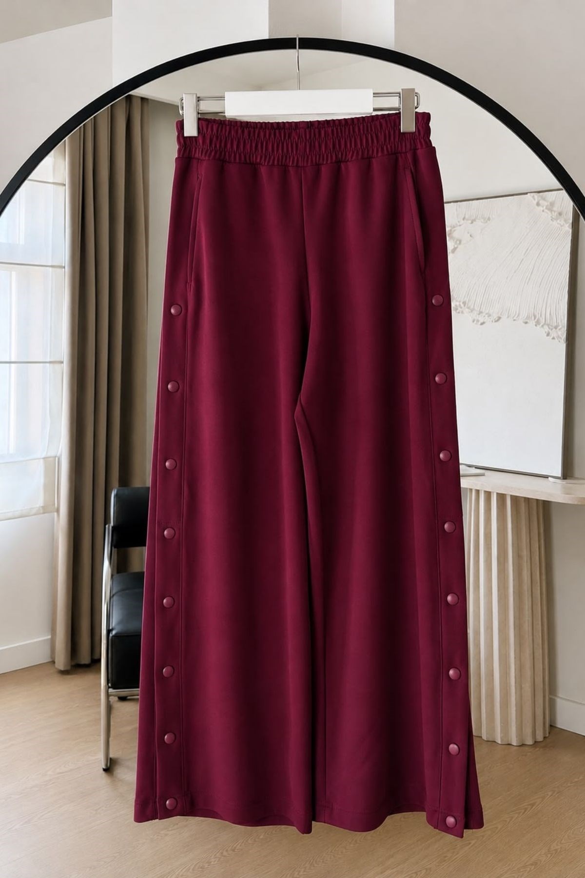 BORDO YANI ÇIT DETAYLI OYSH PANTOLON