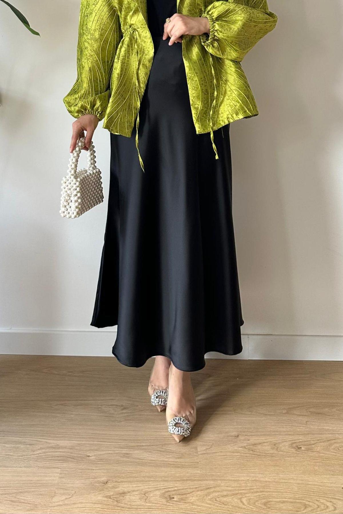 CARLY SİYAH SATEN ETEK