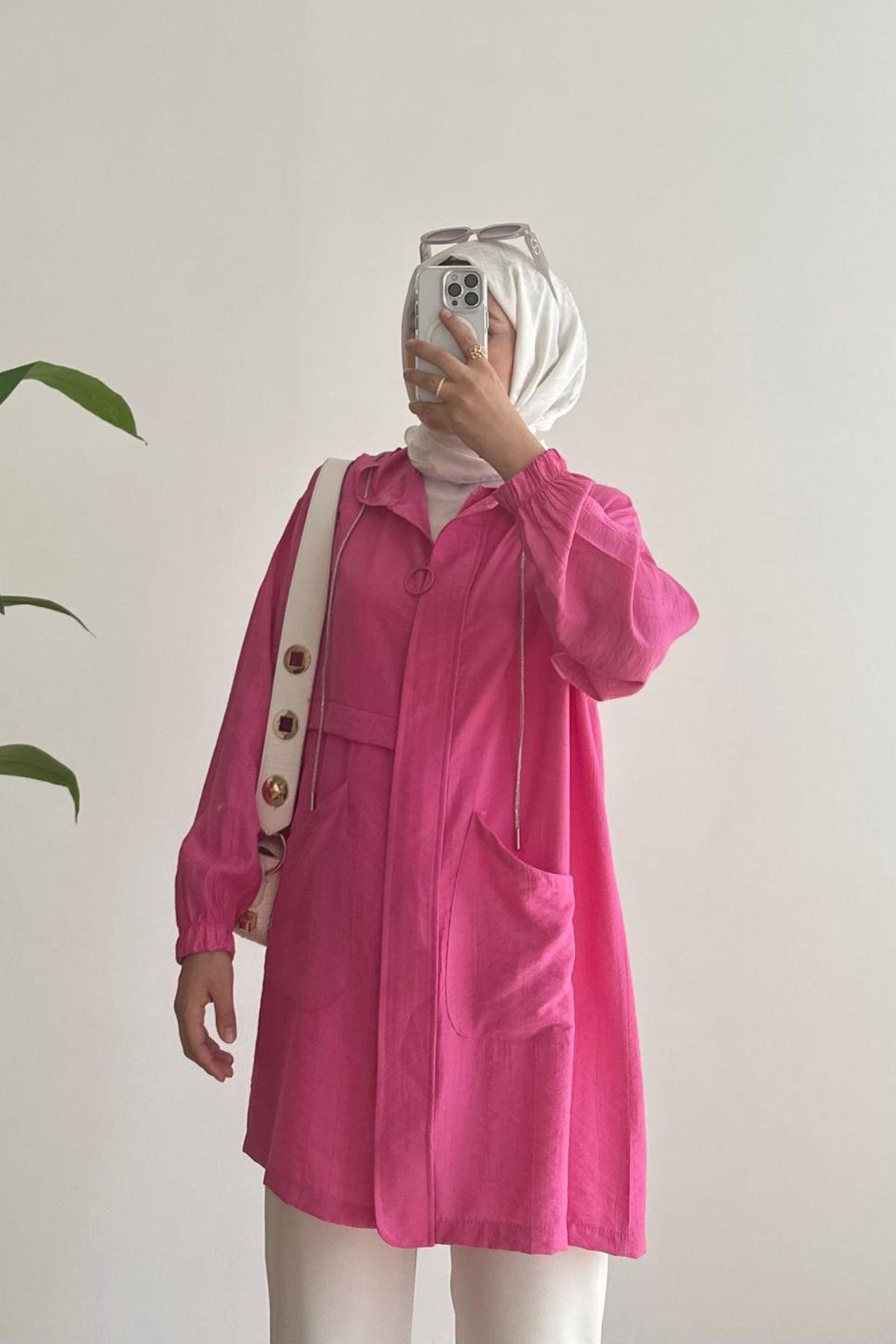 FUŞYA TAŞ İP DETAYLI CEKET