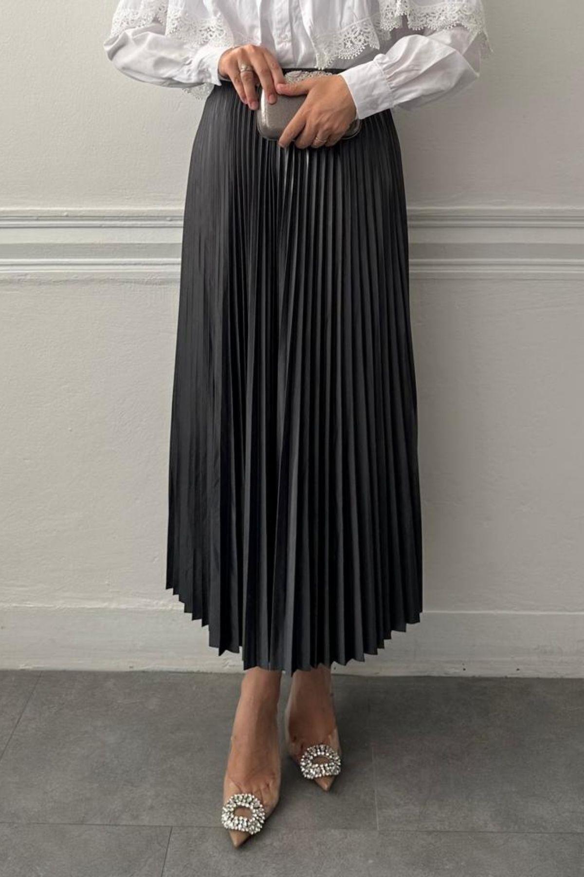 GRİ PİLİSELİ ETEK