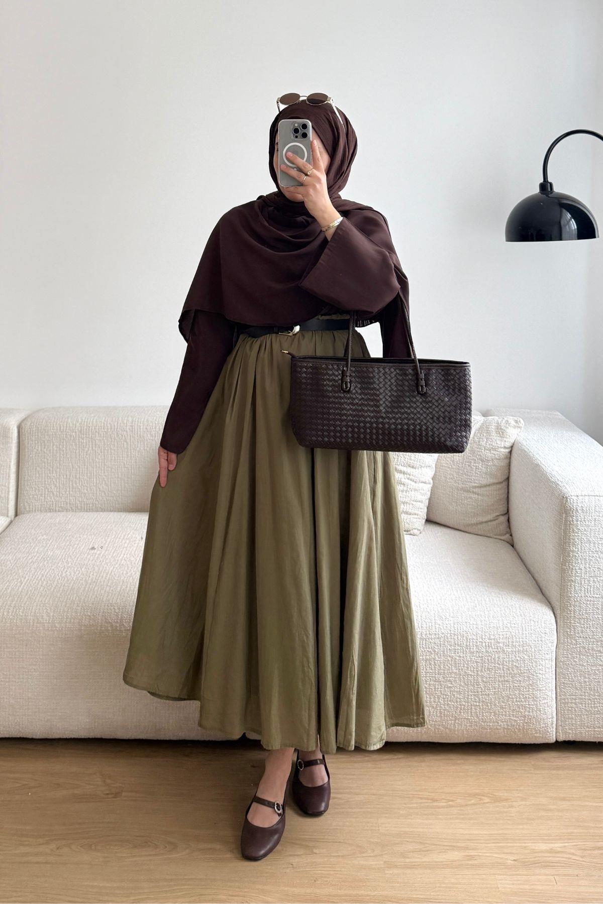 HAKİ ASTARLI KIRIŞIK VUAL ETEK