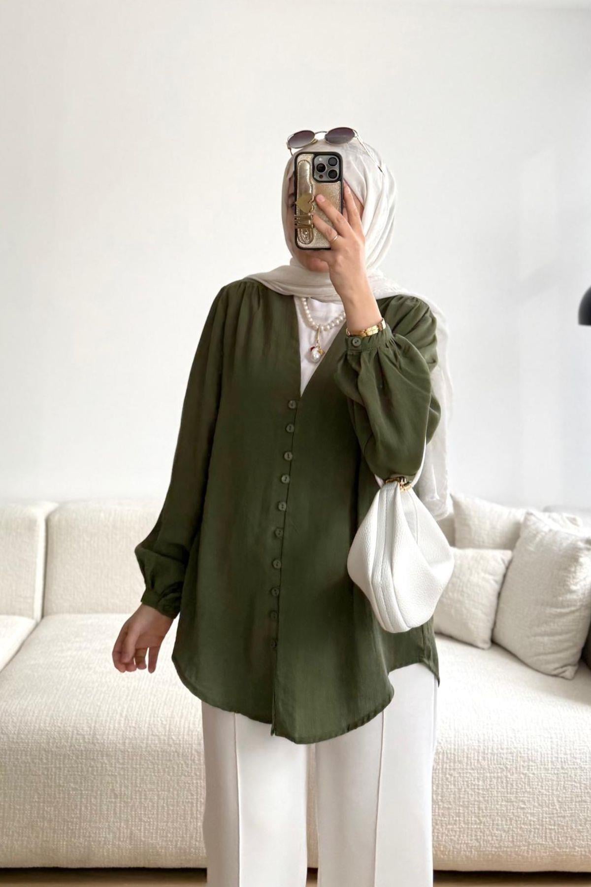 HAKİ BRİT DÜGMELİ GÖMLEK