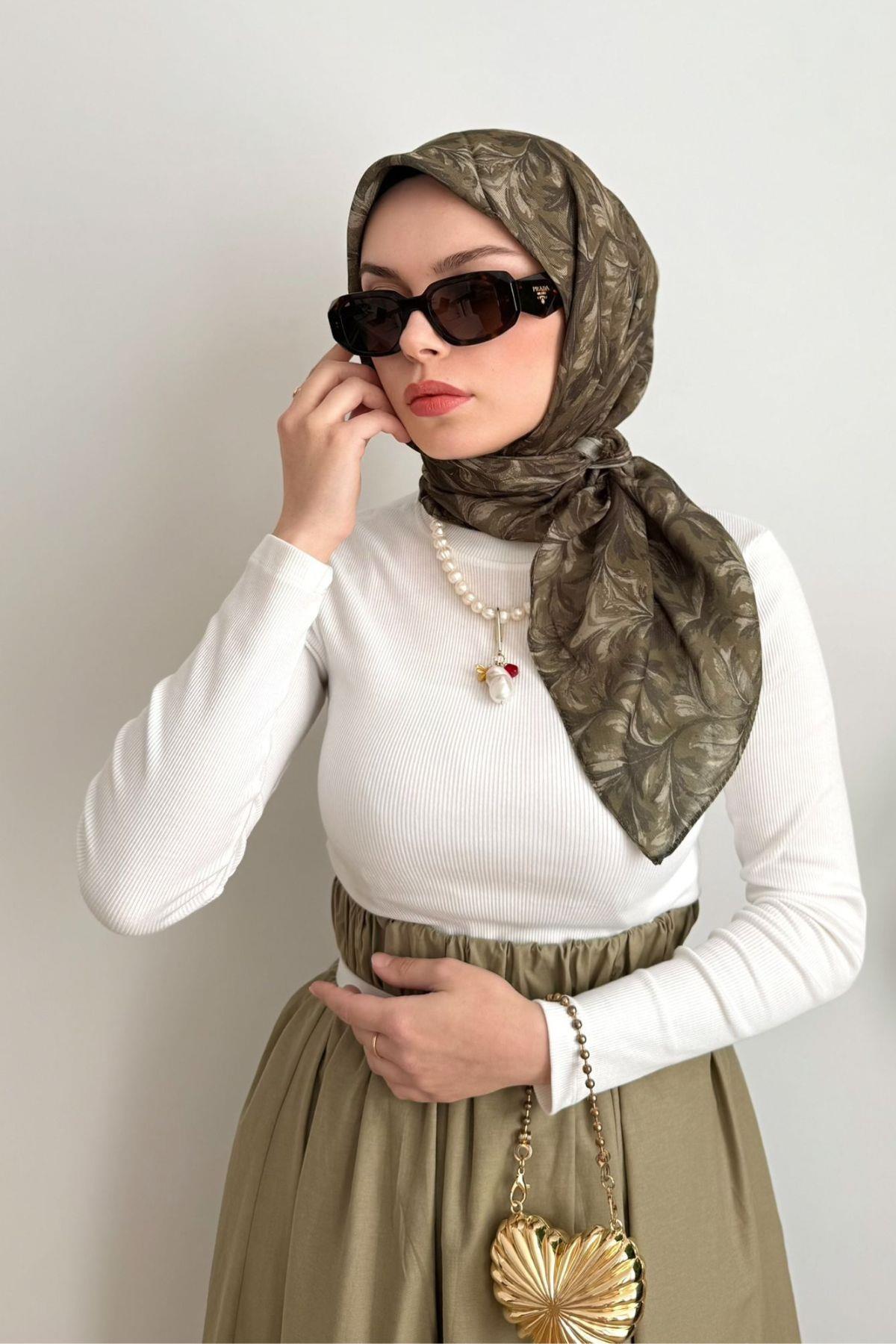 HAKİ EBRULİ DESEN EŞARP