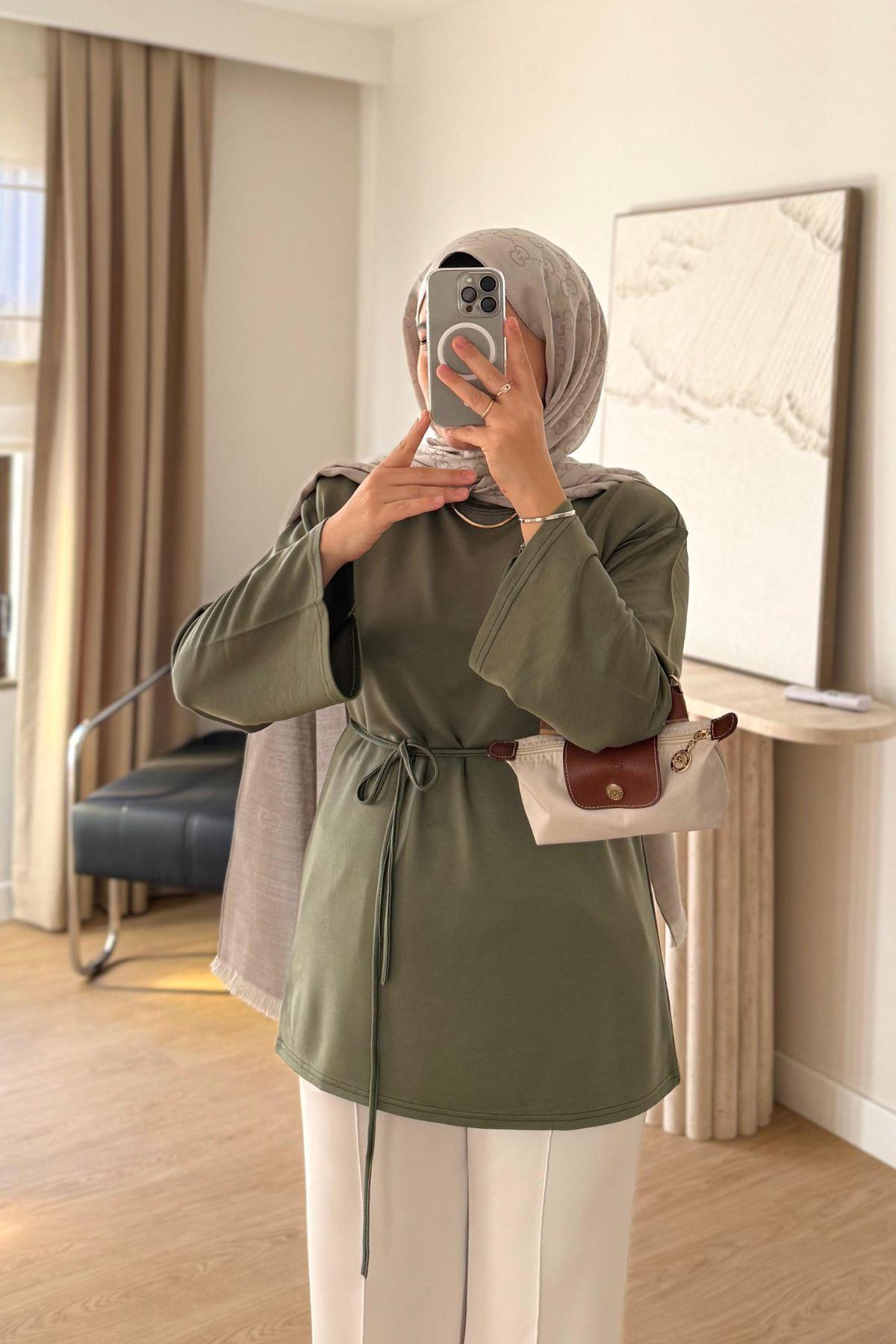 HAKİ KUŞAKLI SWEAT