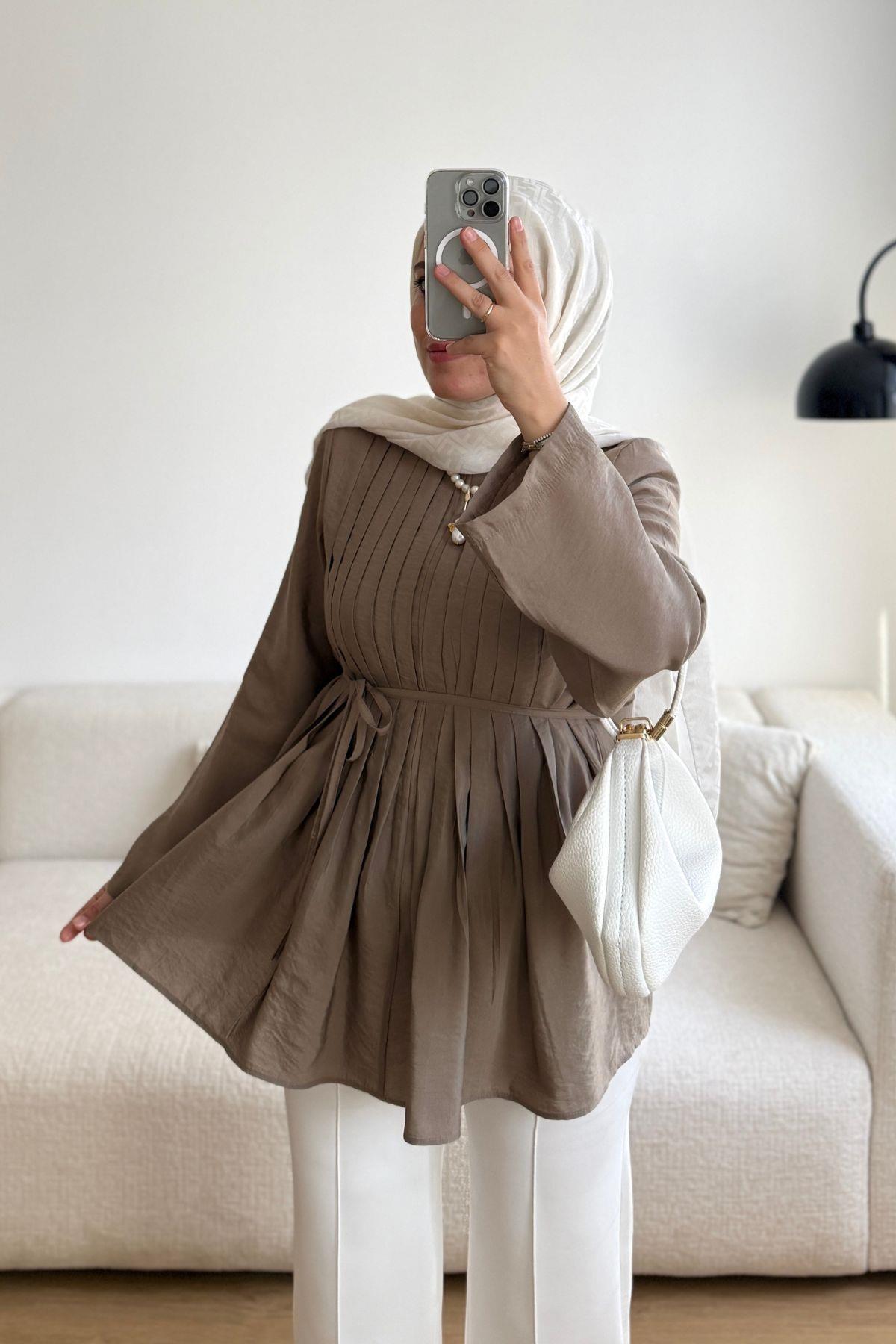 HAKİ ÖNÜ PİLELİ TUNİK