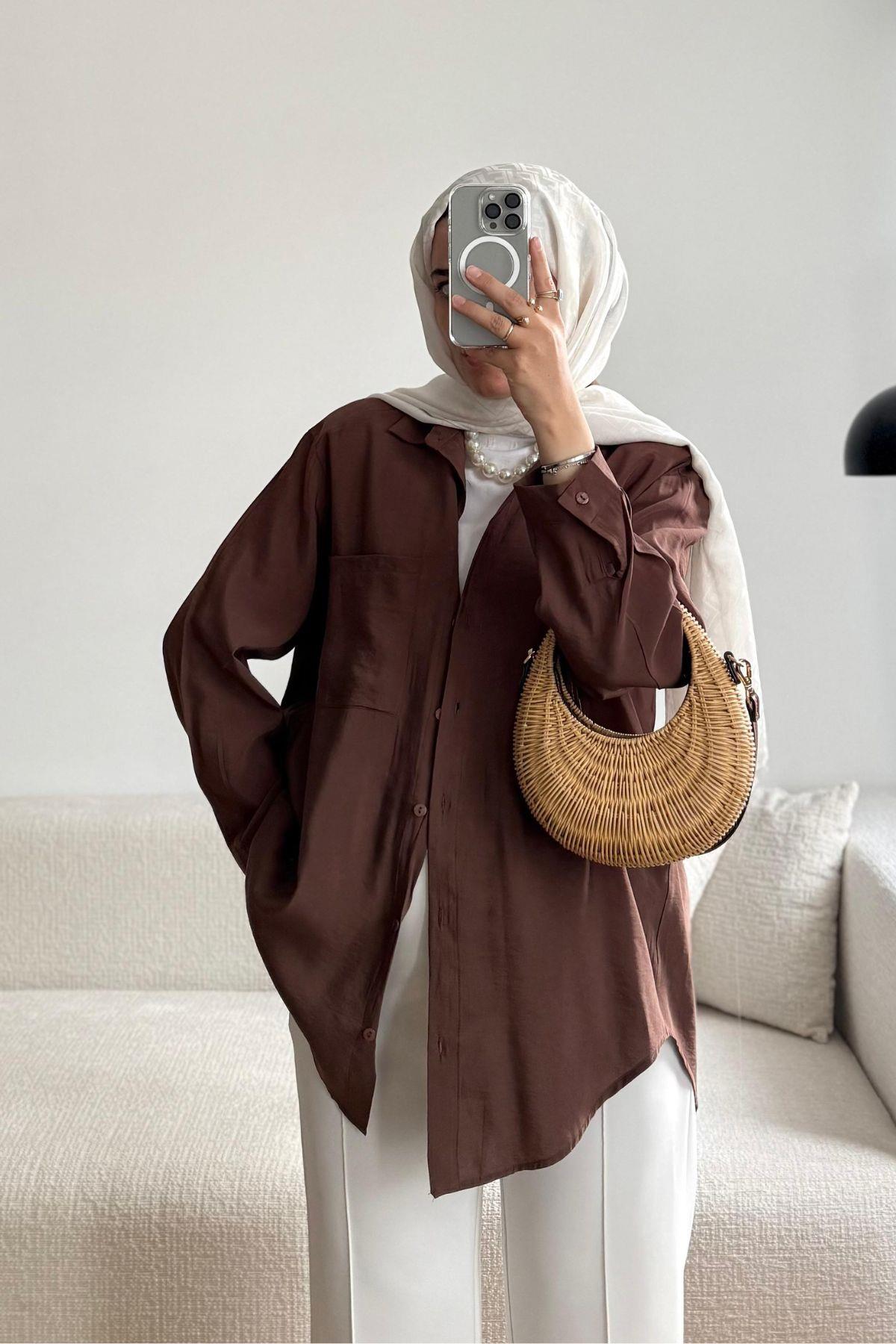 KAHVE BASİC GÖMLEK