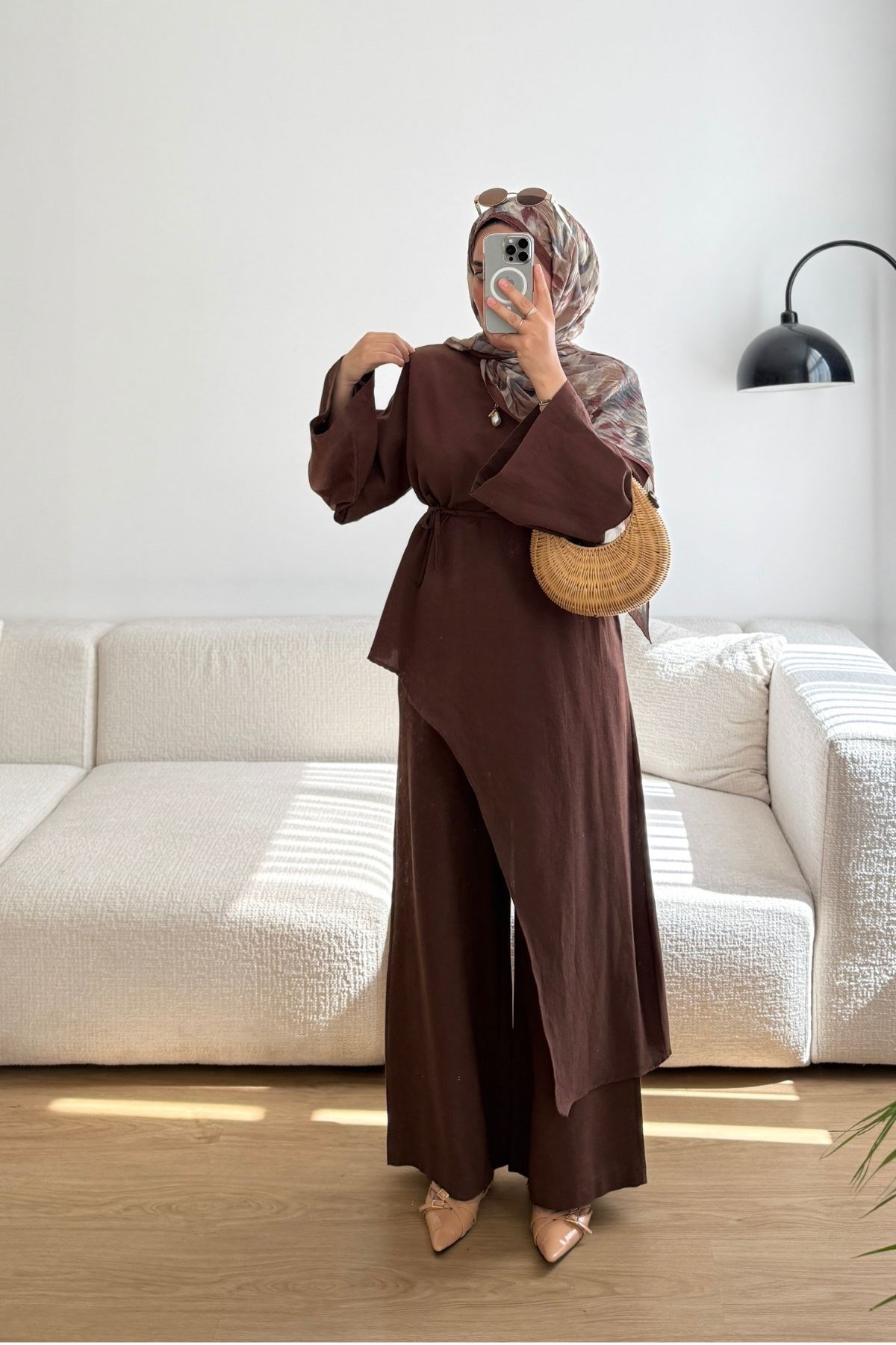 KAHVE NERA YIRTMAÇLI PANT TAKIM