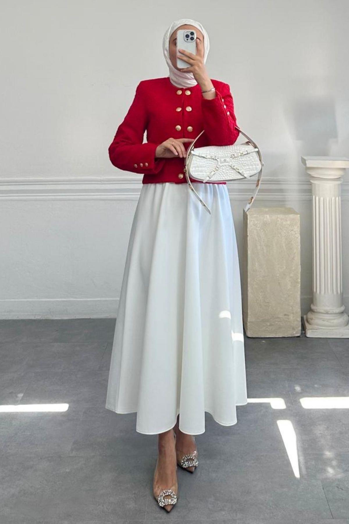 KIRMIZI GOLD DÜĞMELİ TÜVİT CEKET