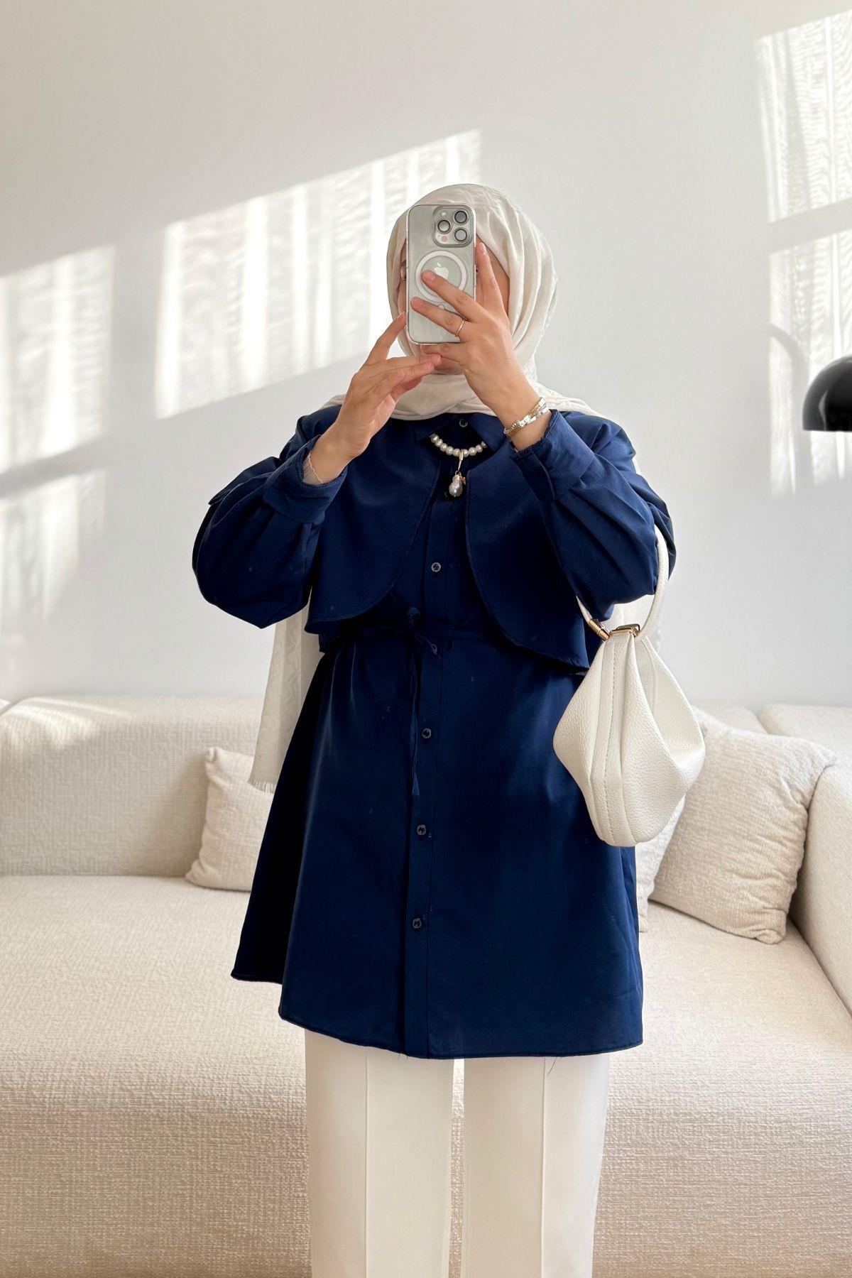 LACİVERT ALERLİ GÖMLEK