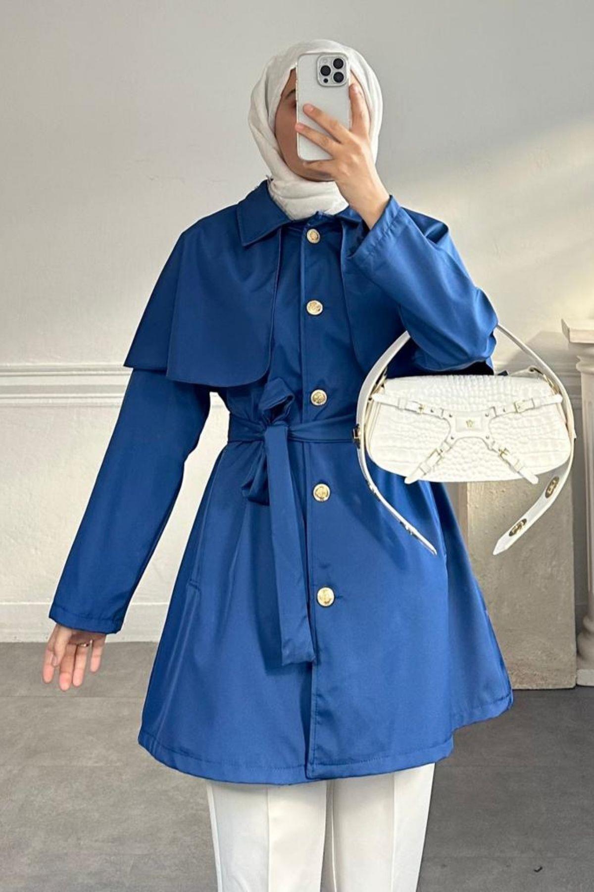 LACİVERT PELERİN CEKET