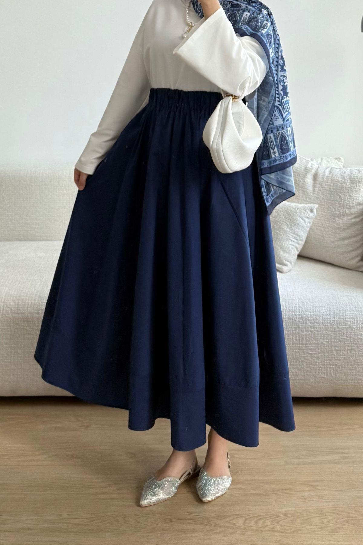 LACİVERT POPLİN ETEK