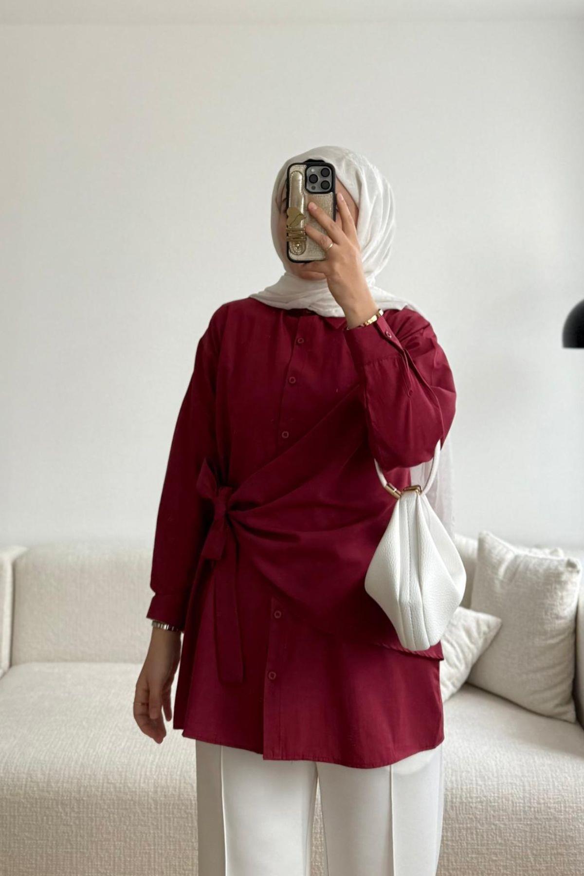 LİDYA BORDO GÖMLEK