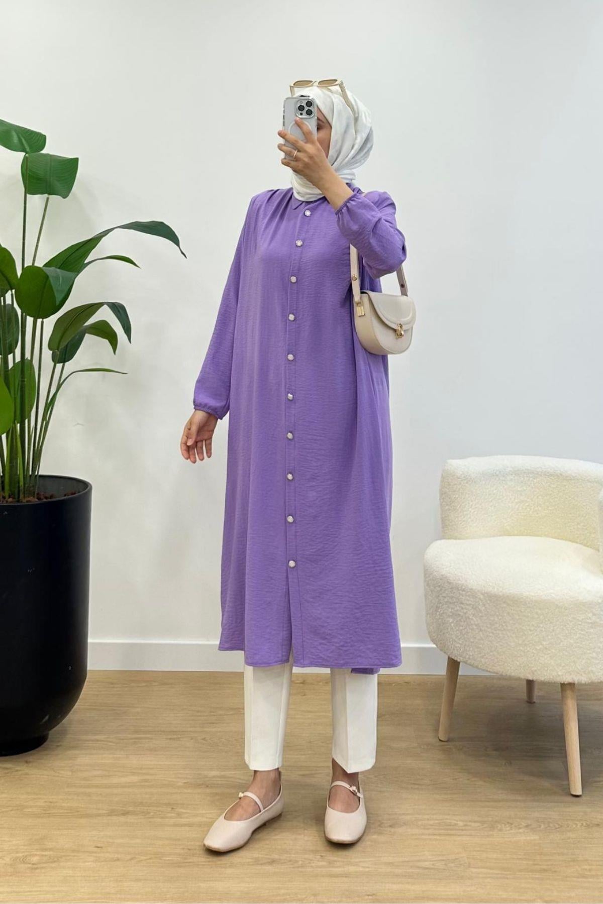 LİLA UZUN AEROBİN GÖMLEK