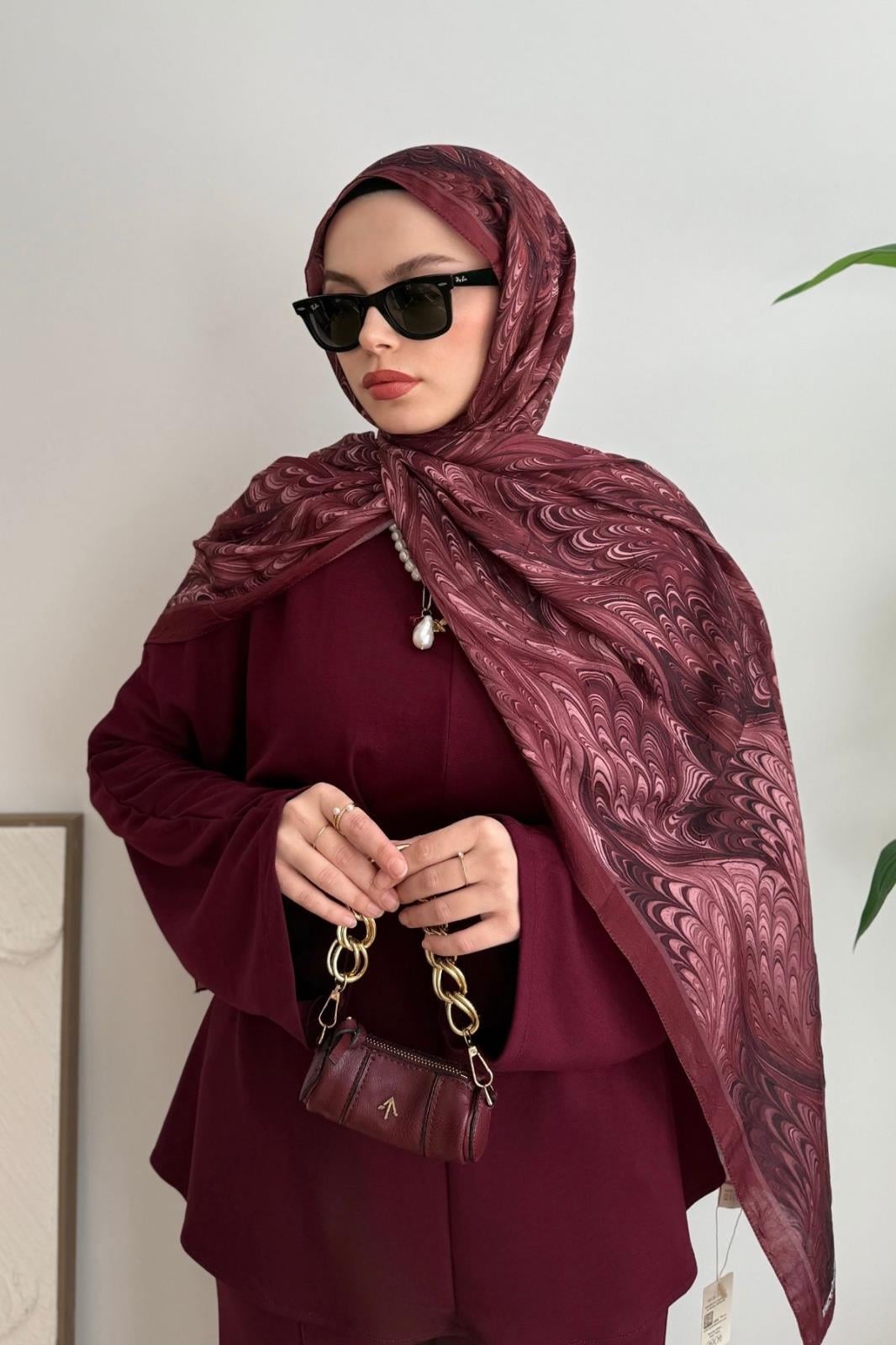 MARBLE DESEN KIRMIZI ŞAL