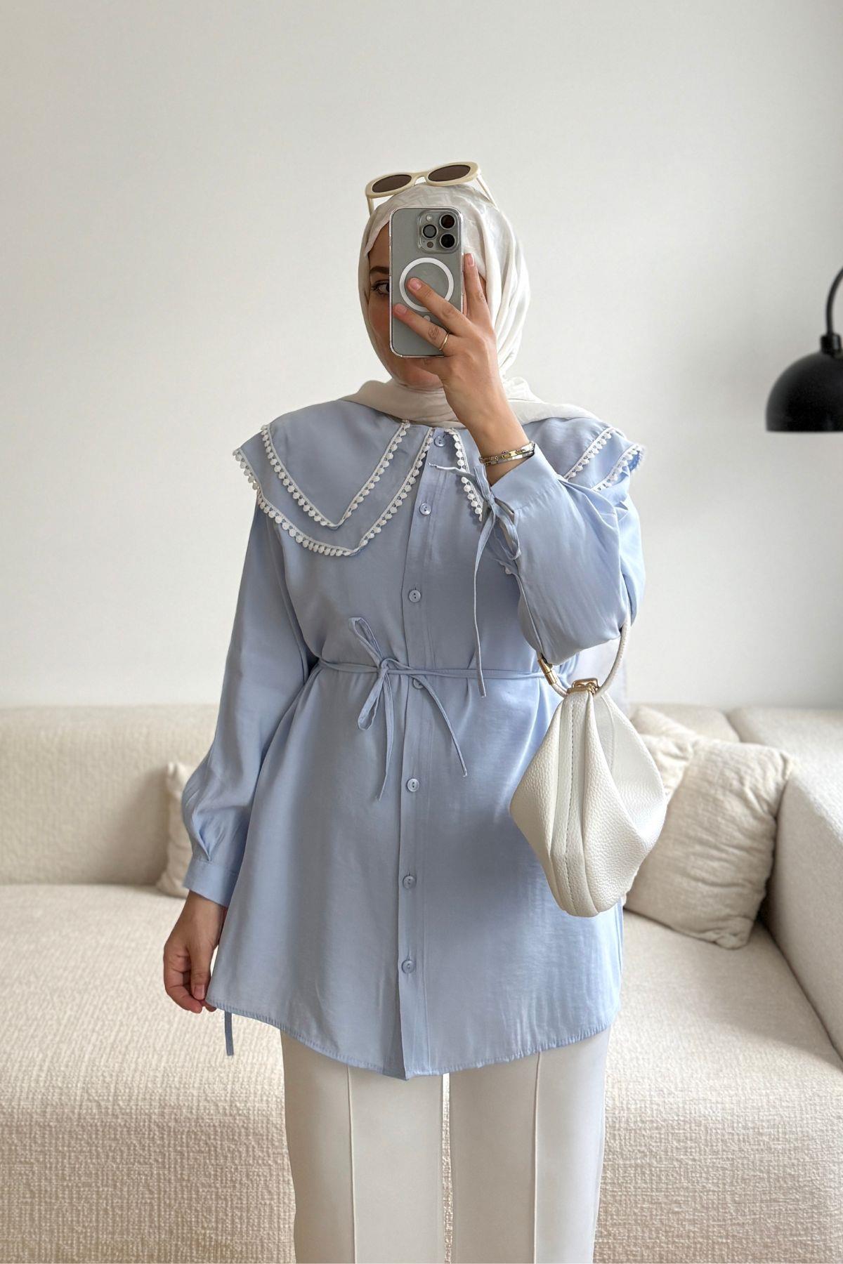 MATMAZEL ÇİFT YAKA BEBE MAVİSİ GÖMLEK