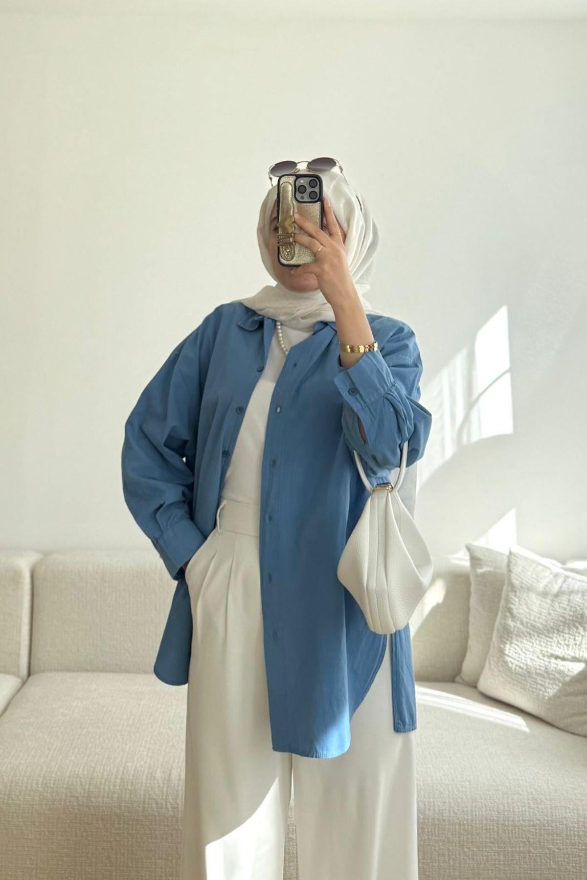 MAVİ OVAL KESİM GÖMLEK