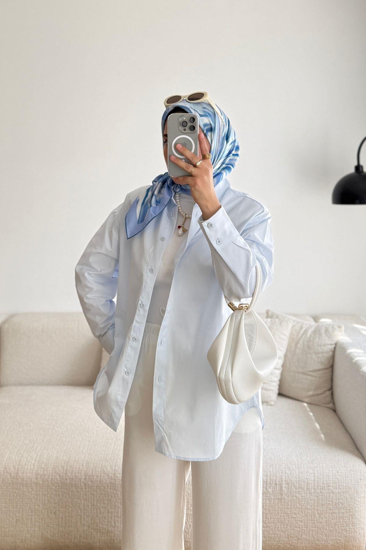 MAVİ POPLİN KLASİK GÖMLEK