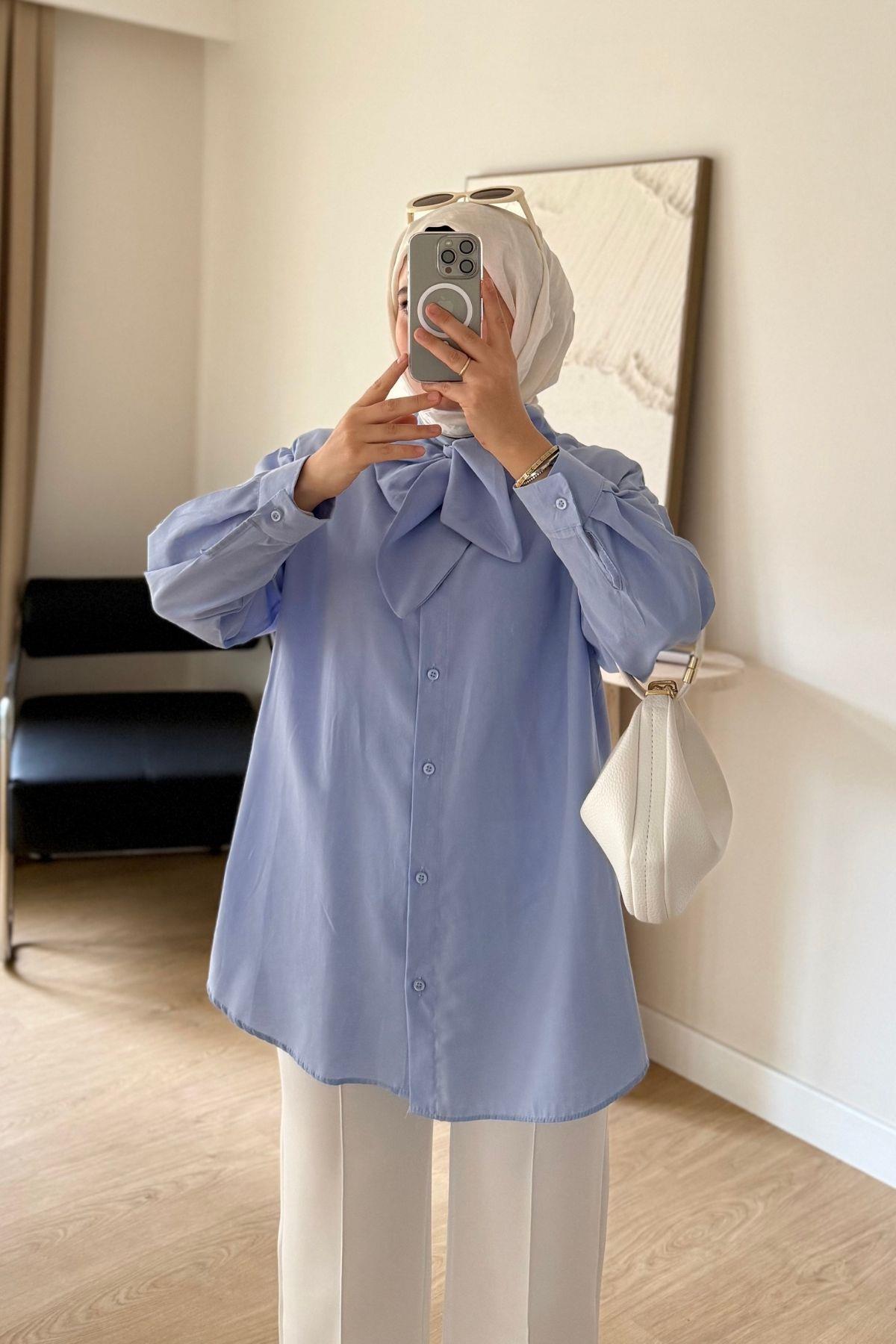 MİCKEY MAVİ BİYE YAKA GÖMLEK