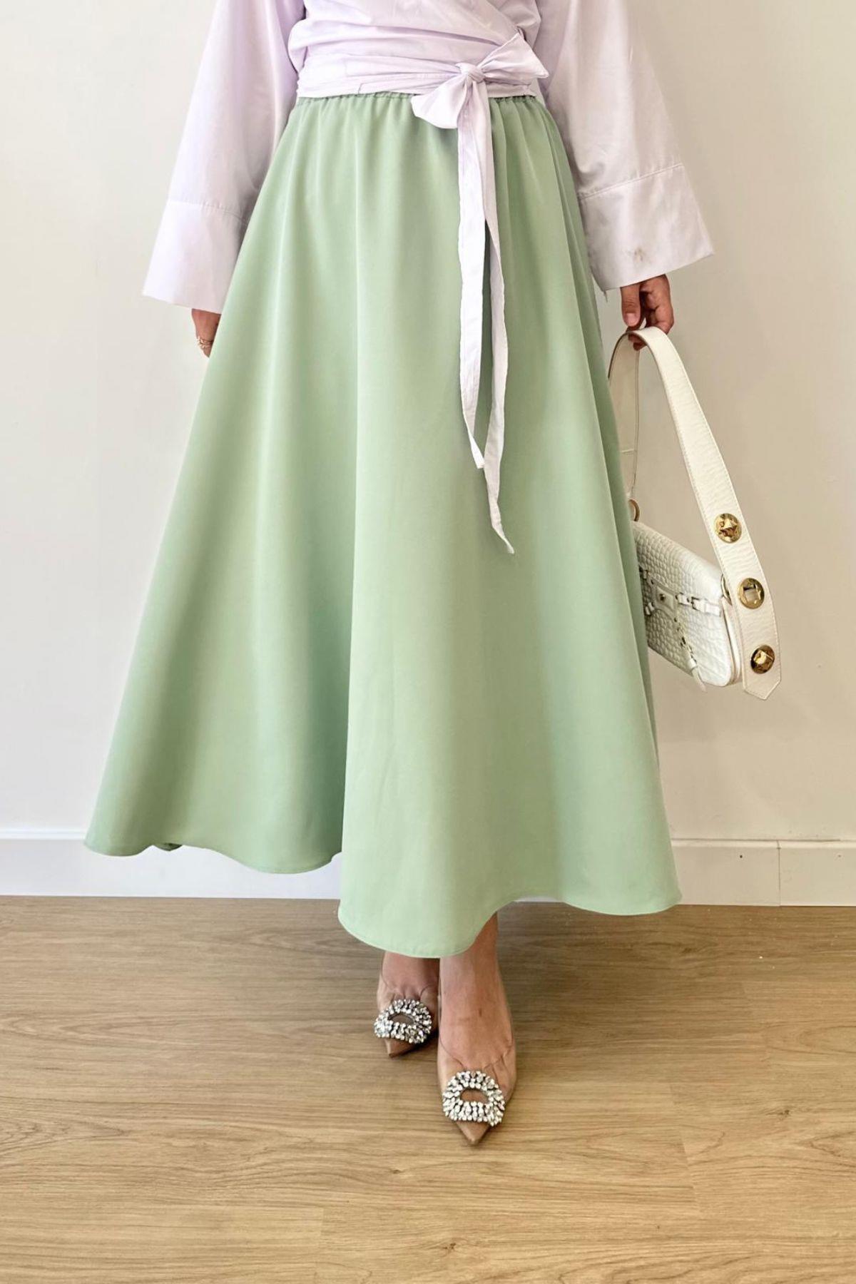 MİNT YEŞİL KREP KLOŞ ETEK