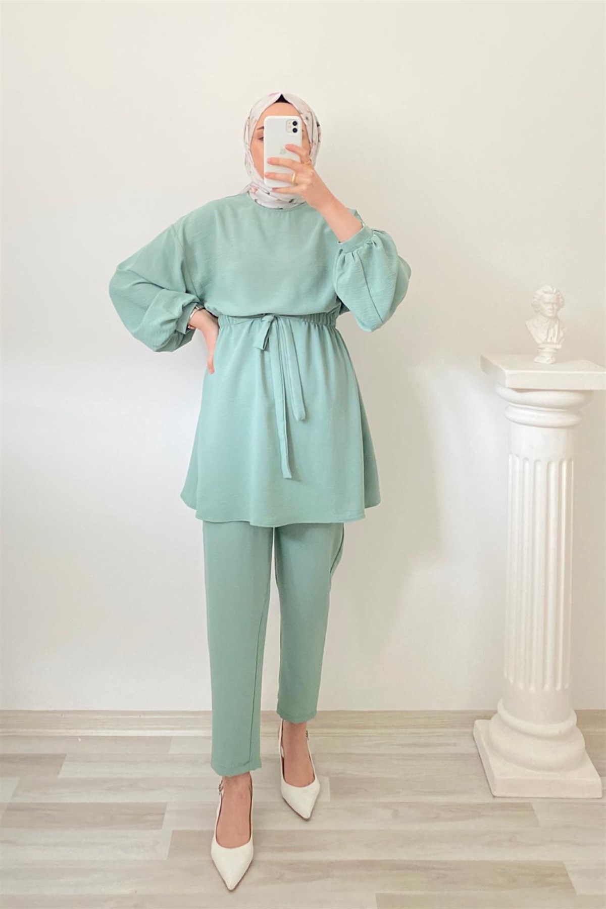 MİNT YEŞİLİ BELİ LASTİKLİ TAKIM