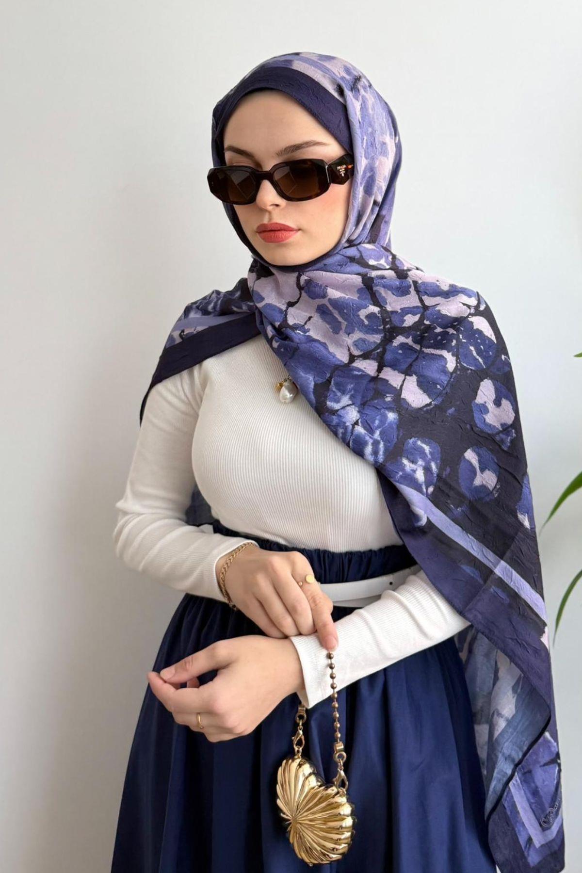 MORCİVERT ŞERİTLİ GEÇİŞLİ BAMBU ŞAL