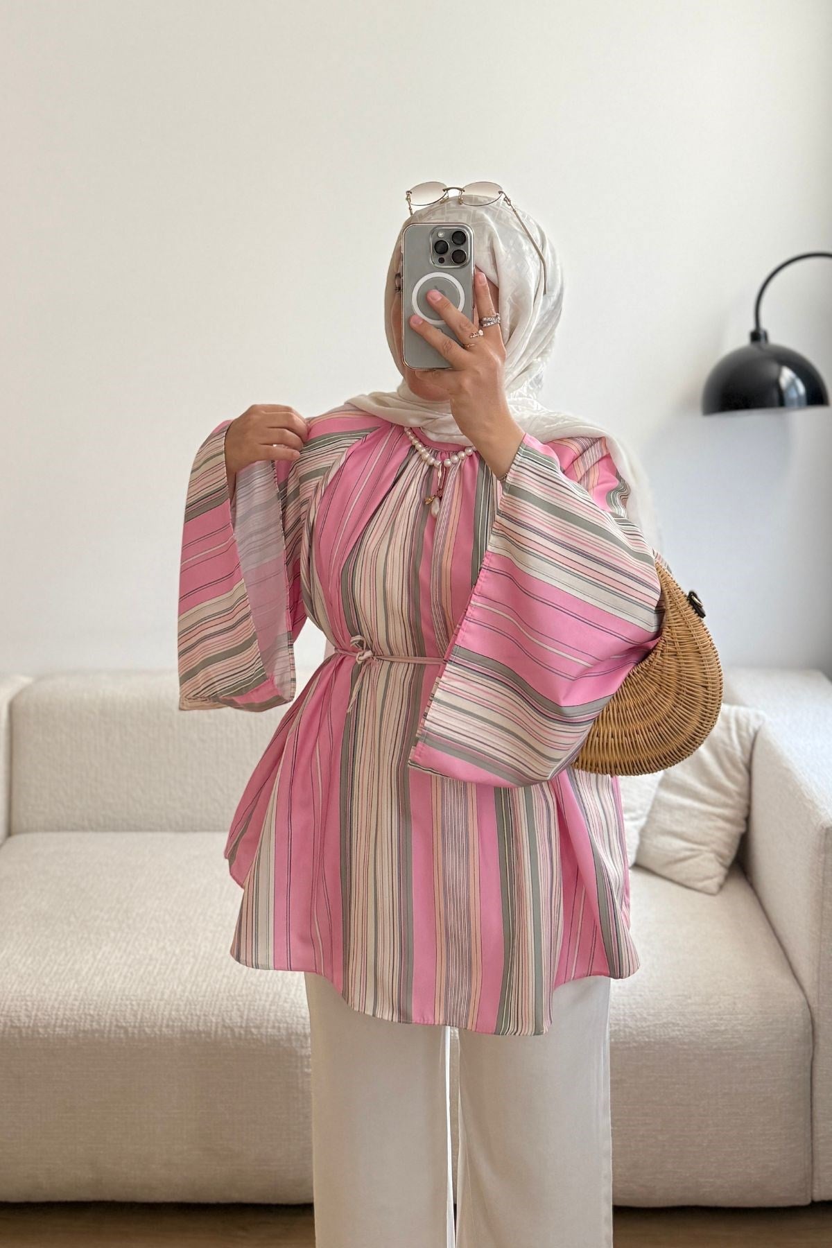 PEMBE-HAKİ BABY ÇİZGİLİ TUNİK