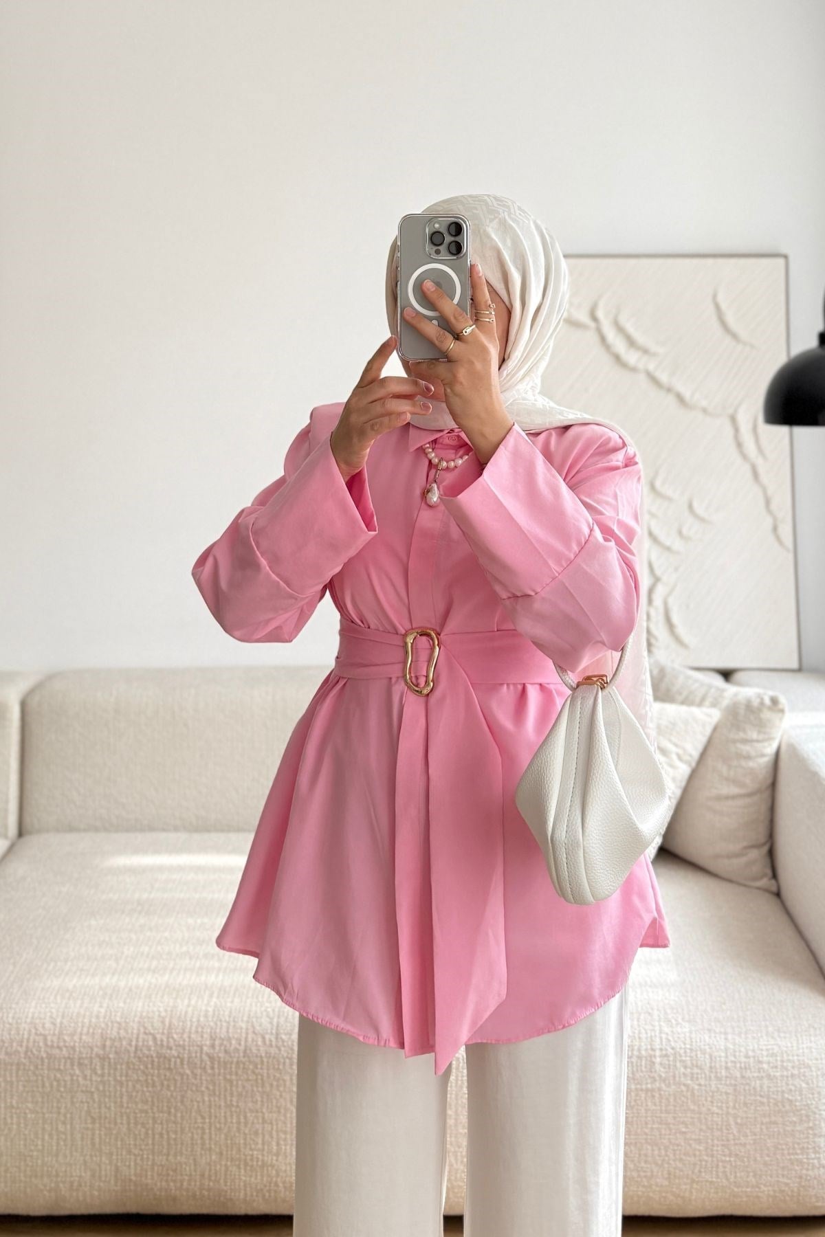 PEMBE VERA TOKALI GÖMLEK