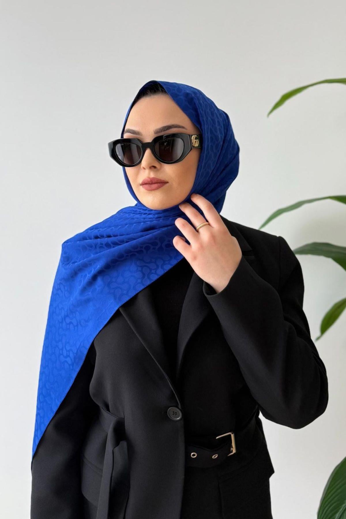 SAKS MAVİ BLOOM DESEN ŞAL