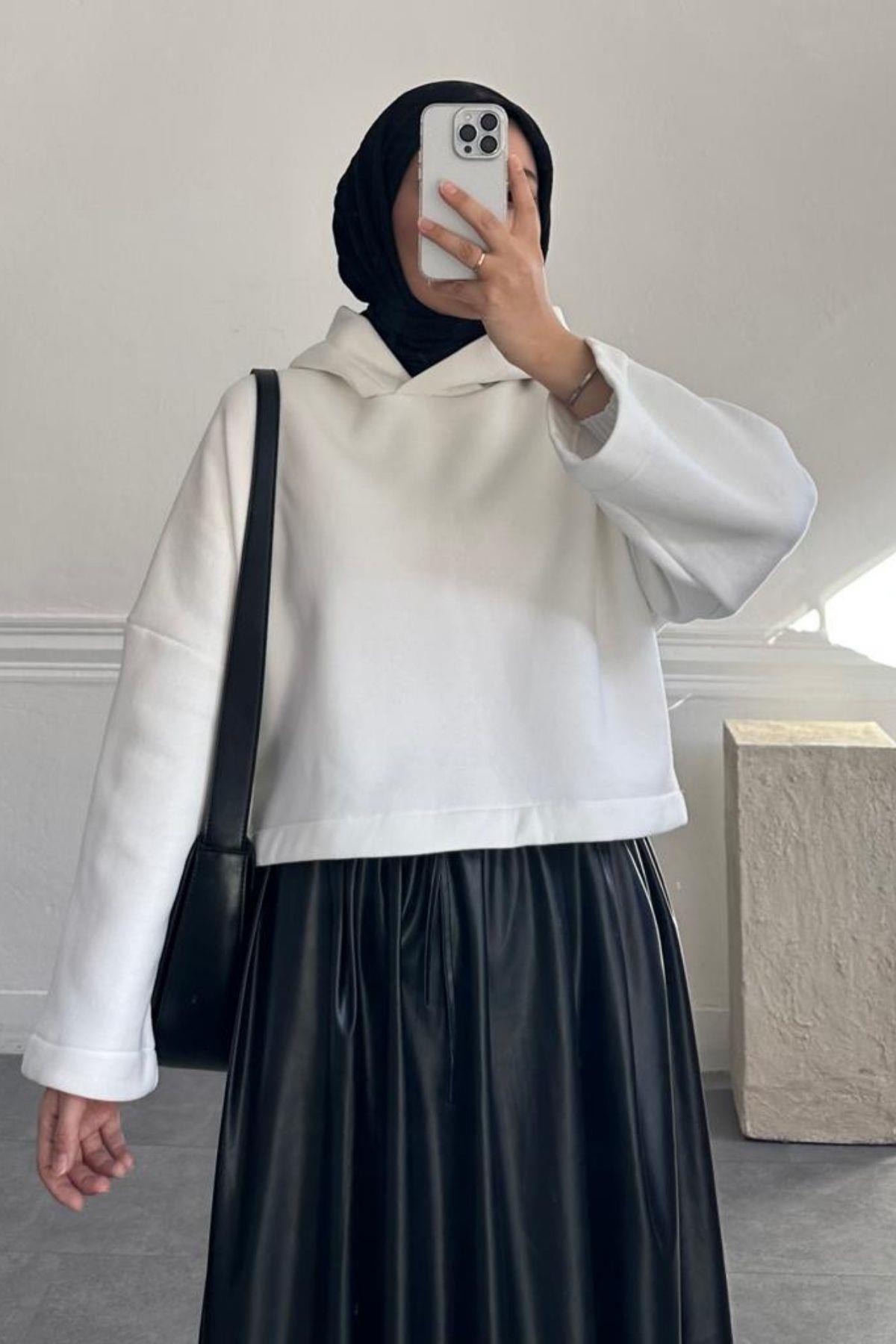 ŞARDONLU KISA SWEATSHİRT