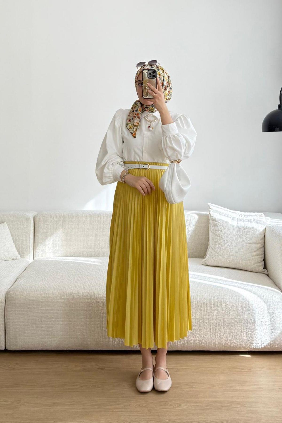 SARI PİLİSELİ ETEK