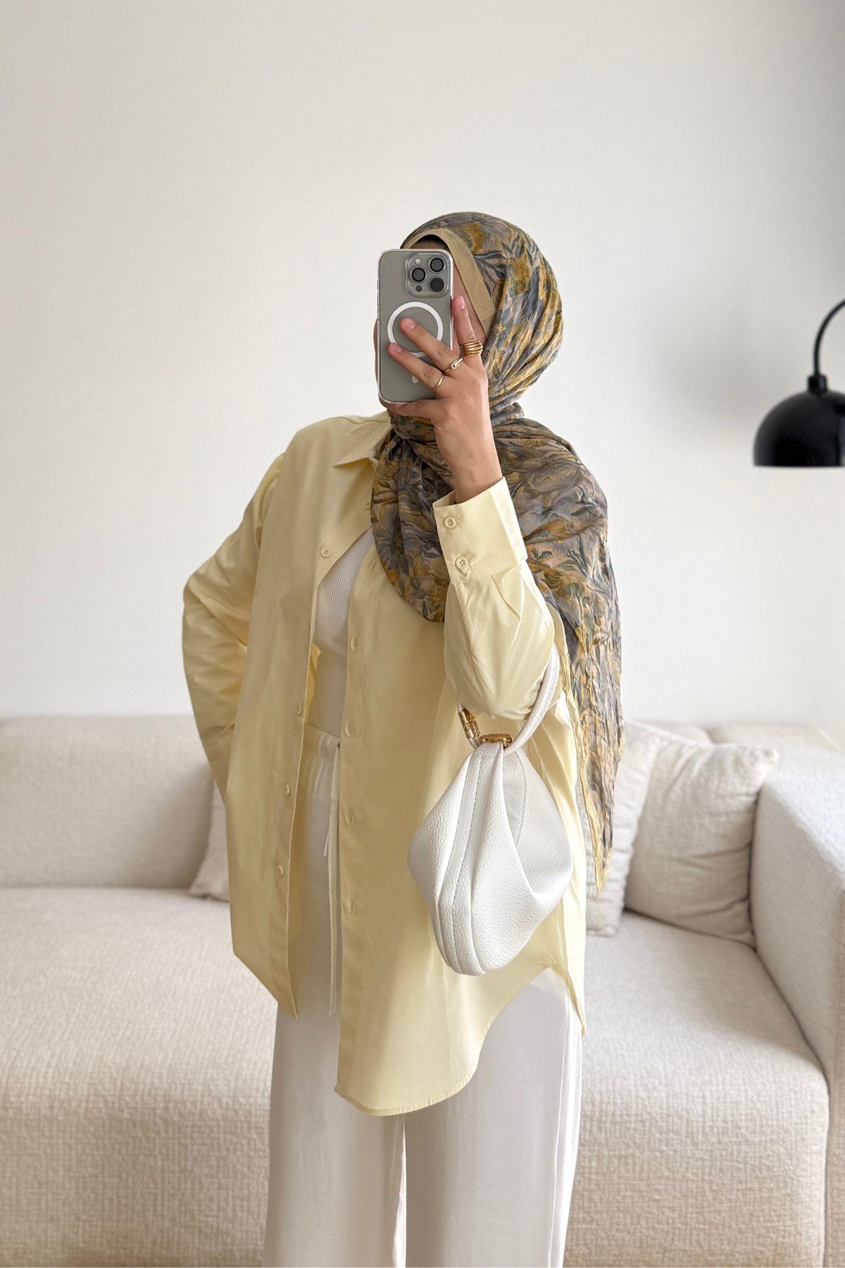 SARI POPLİN KLASİK GÖMLEK