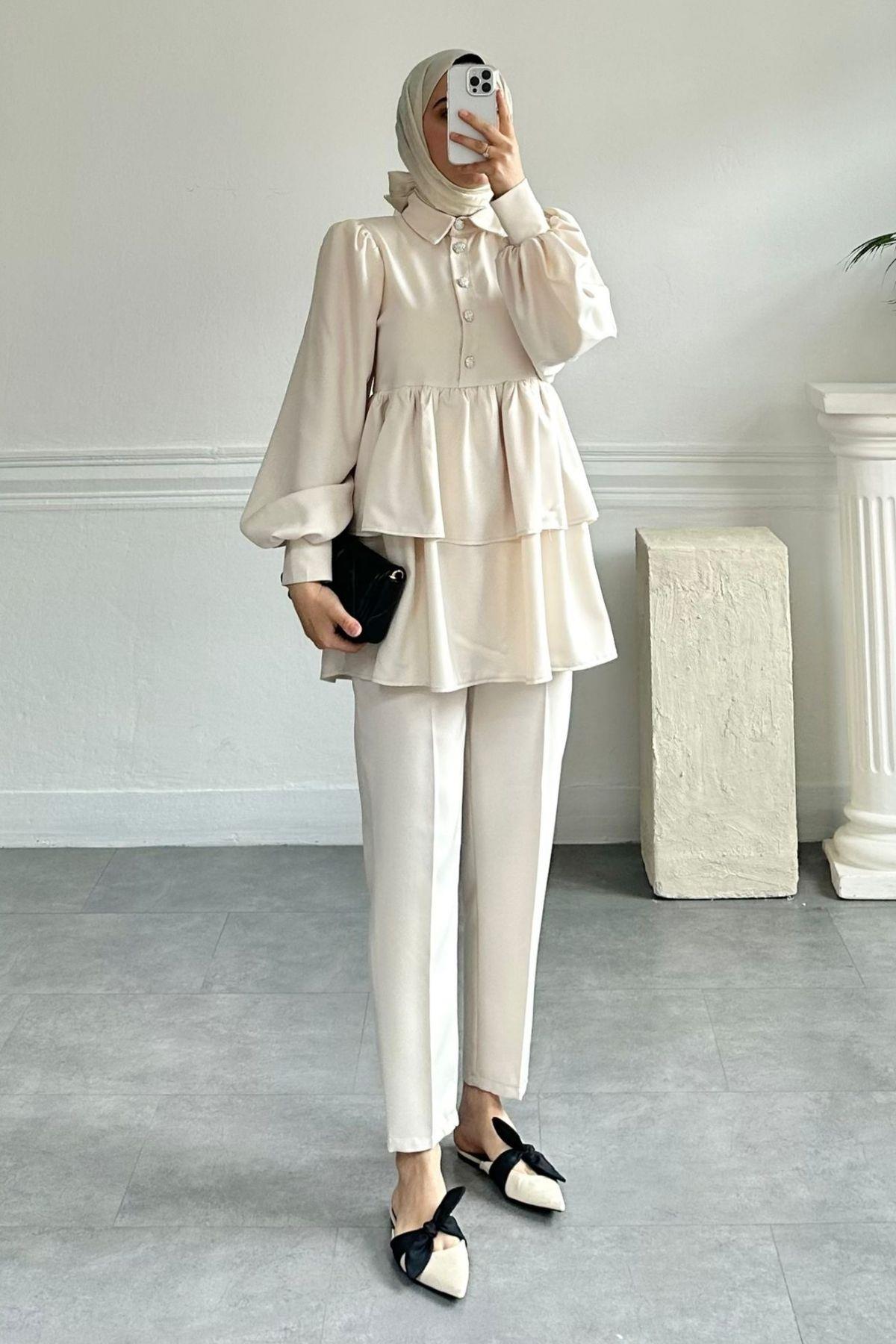 SHİNE KREM TAŞLI TAKIM