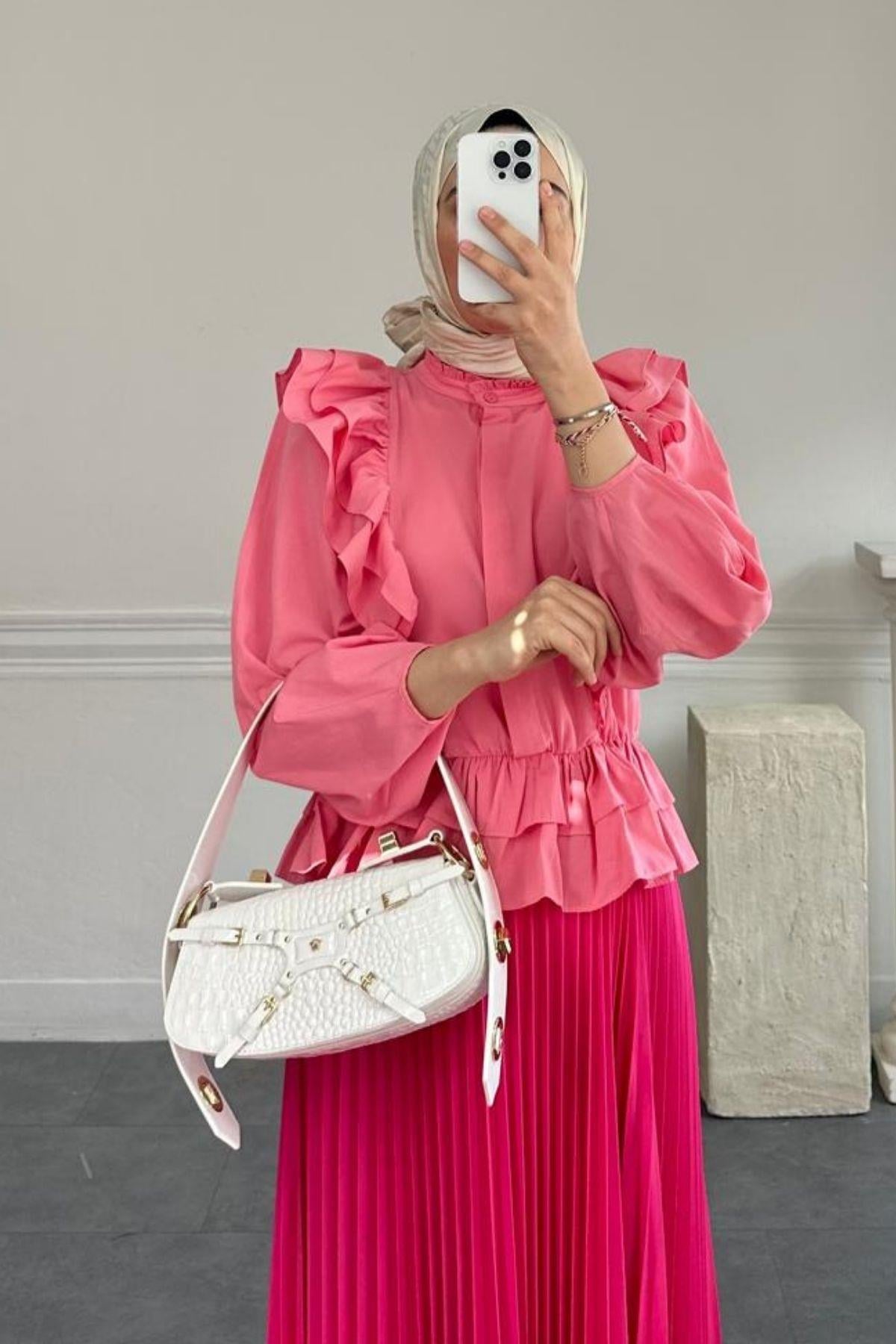 SİLY PEMBE KISA GÖMLEK