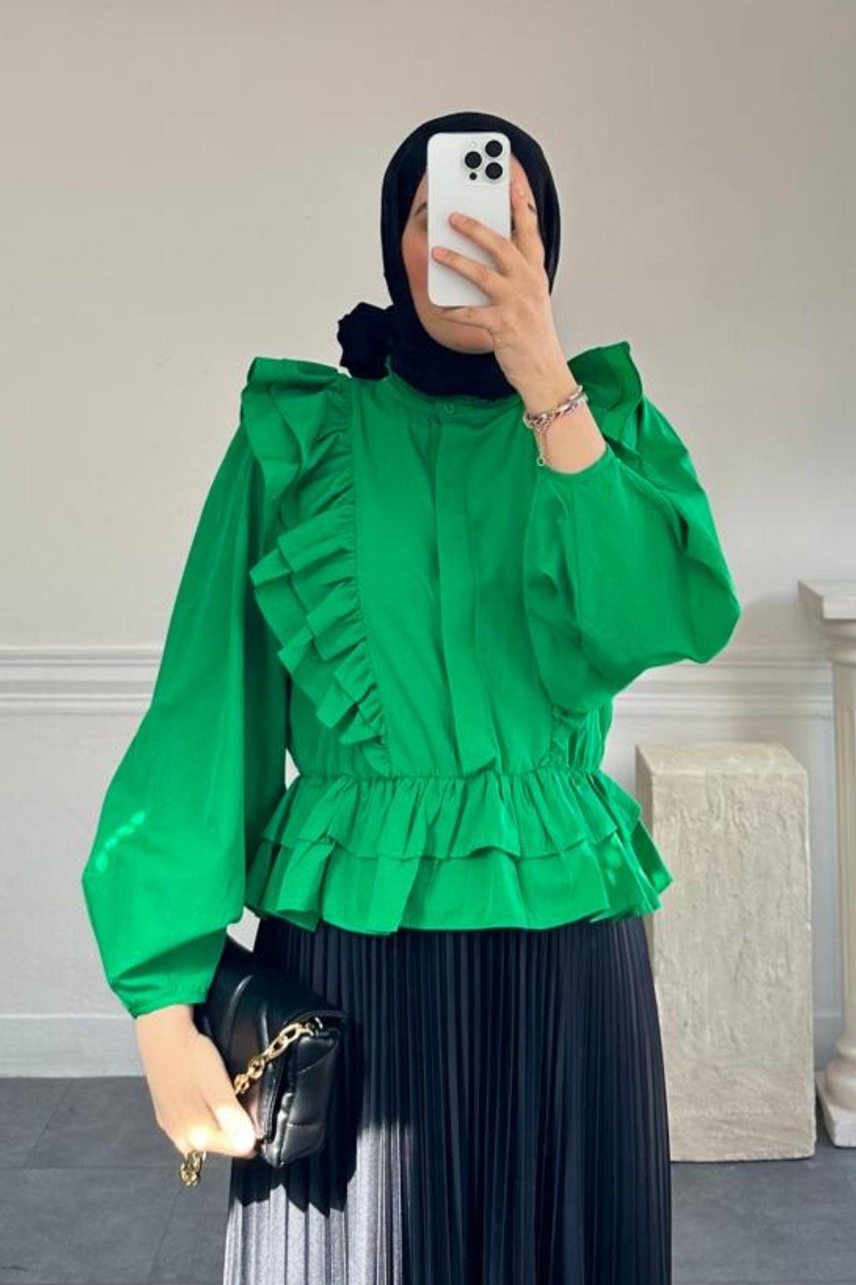 SİLY YEŞİL KISA GÖMLEK