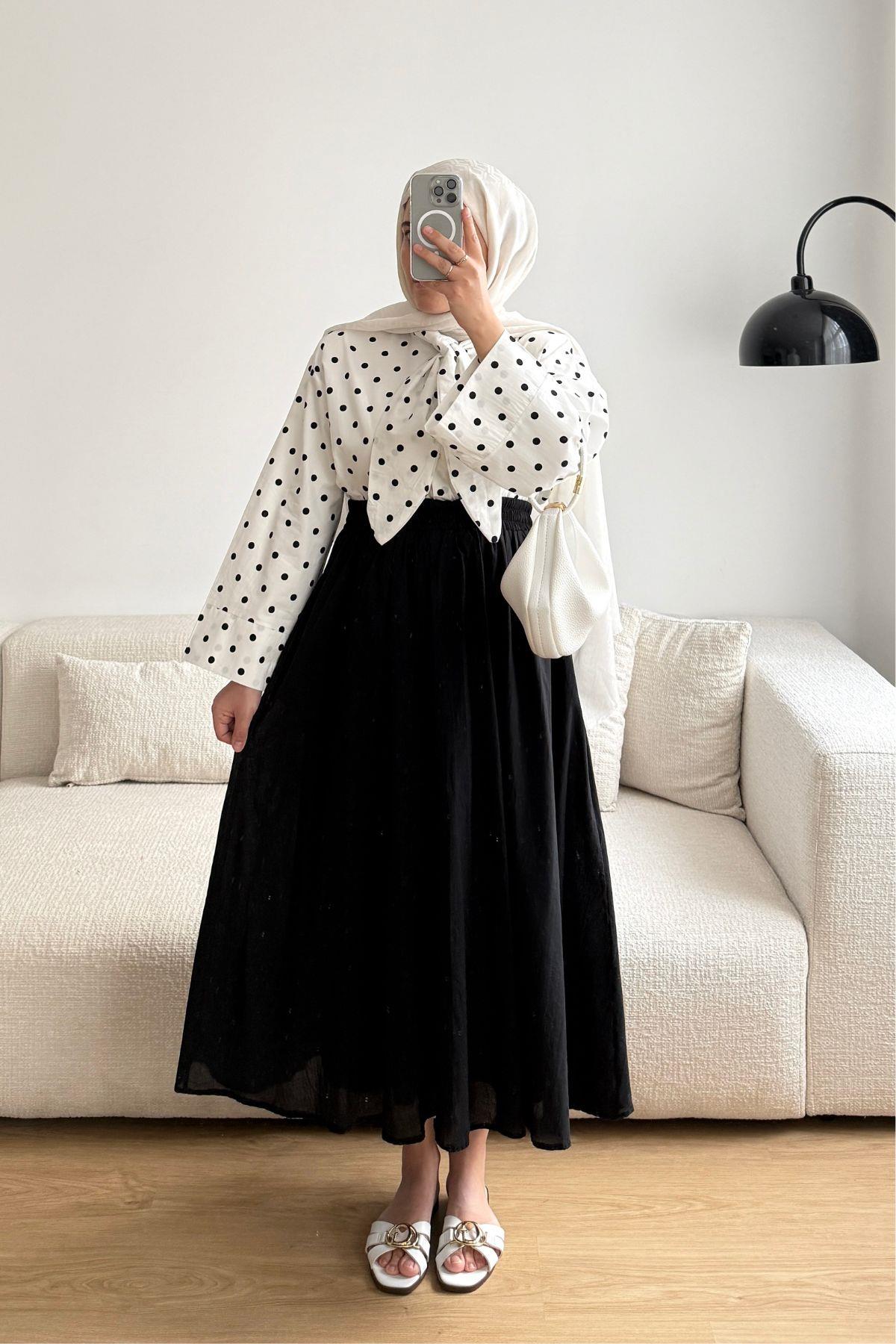 SİYAH ASTARLI CEPLİ VUAL ETEK 