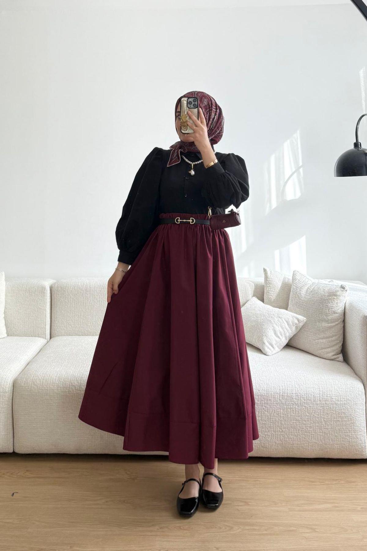 SİYAH BALON KOL KISA GÖMLEK