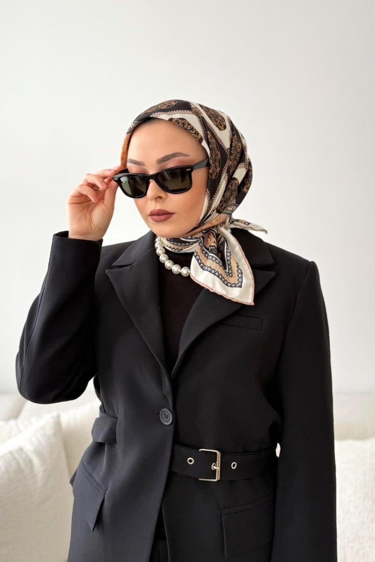 SİYAH BAROK DESEN EŞARP